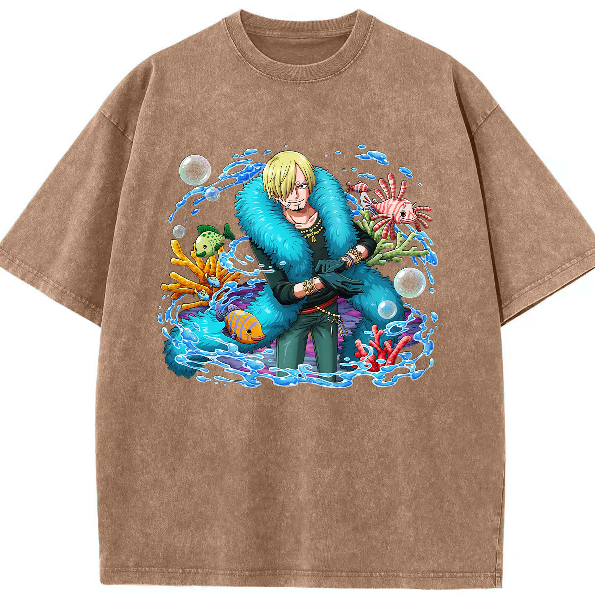ワンピース サンジ ONE PIECE Sanji 綿100% ヴィンテージ風 半袖Tシャツ（フロントプリント）