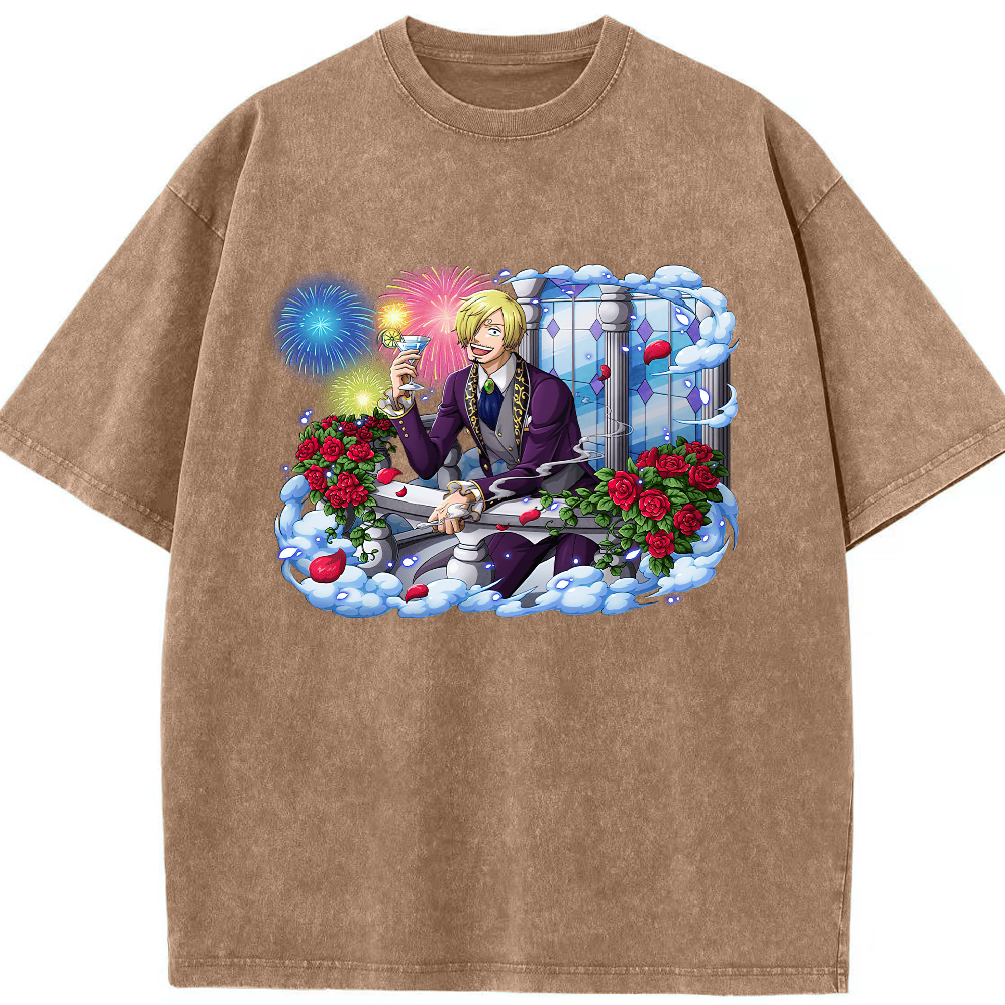 ワンピース サンジ ONE PIECE Sanji 綿100% ヴィンテージ風 半袖Tシャツ（フロントプリント）