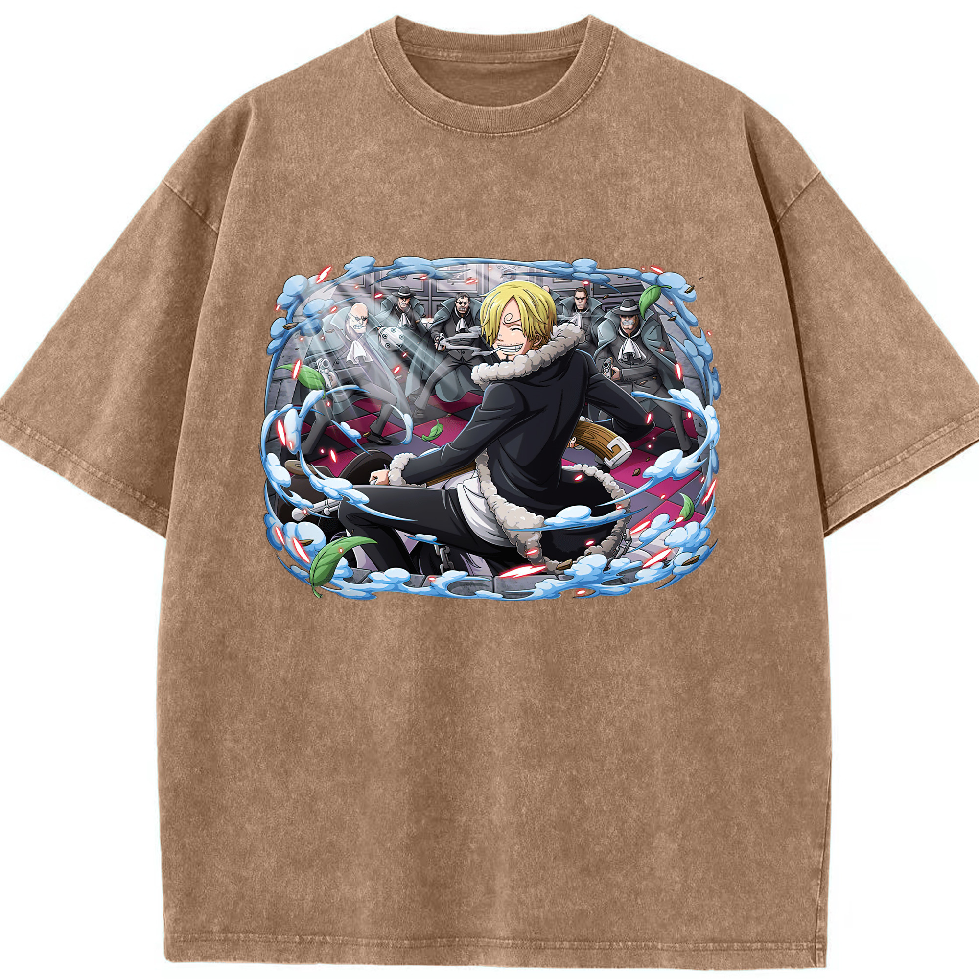 ワンピース サンジ ONE PIECE Sanji 綿100% ヴィンテージ風 半袖Tシャツ（フロントプリント）