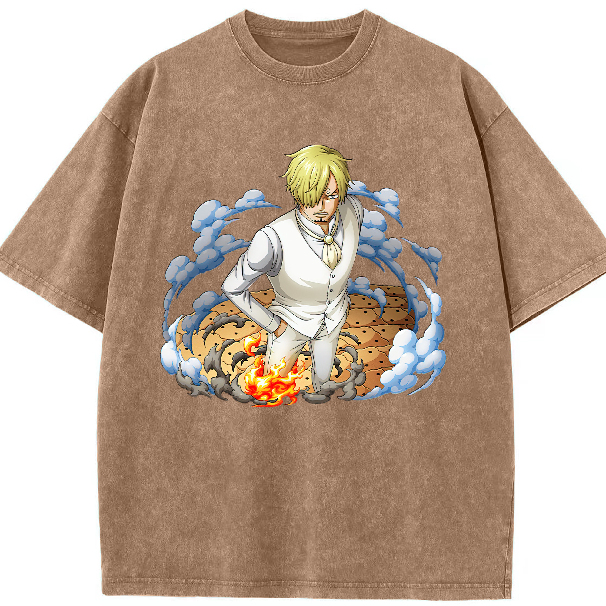 ワンピース サンジ ONE PIECE Sanji 綿100% ヴィンテージ風 半袖Tシャツ（フロントプリント）