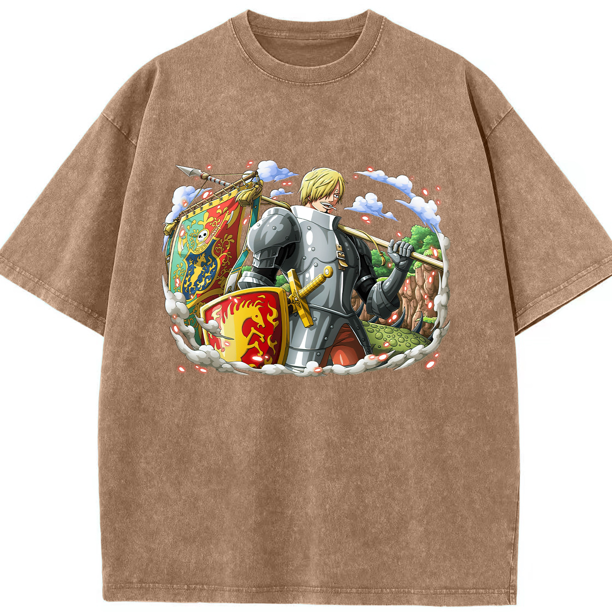 （画像用） ワンピース サンジ ONE PIECE Sanji 綿100% ヴィンテージ風 半袖Tシャツ（フロントプリント）