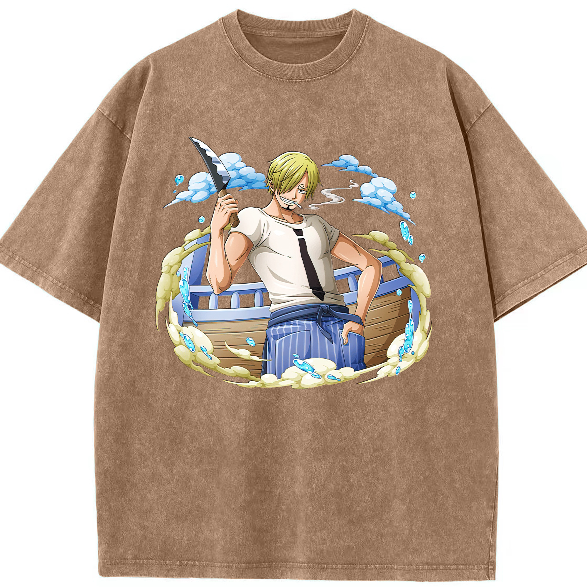 （画像用） ワンピース サンジ ONE PIECE Sanji 綿100% ヴィンテージ風 半袖Tシャツ（フロントプリント）