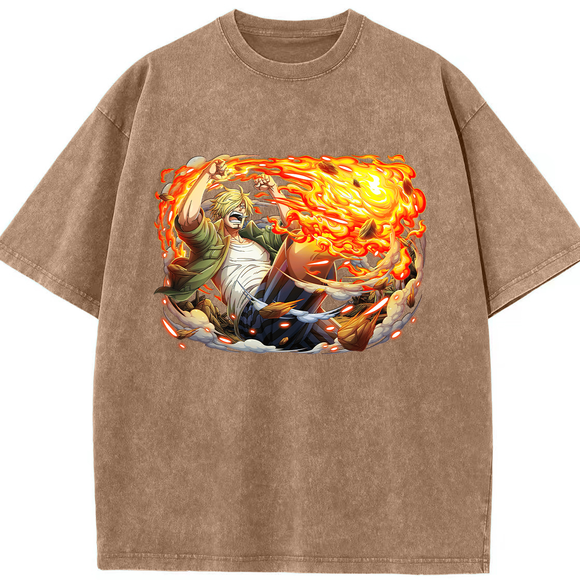ワンピース サンジ ONE PIECE Sanji 綿100% ヴィンテージ風 半袖Tシャツ（フロントプリント）