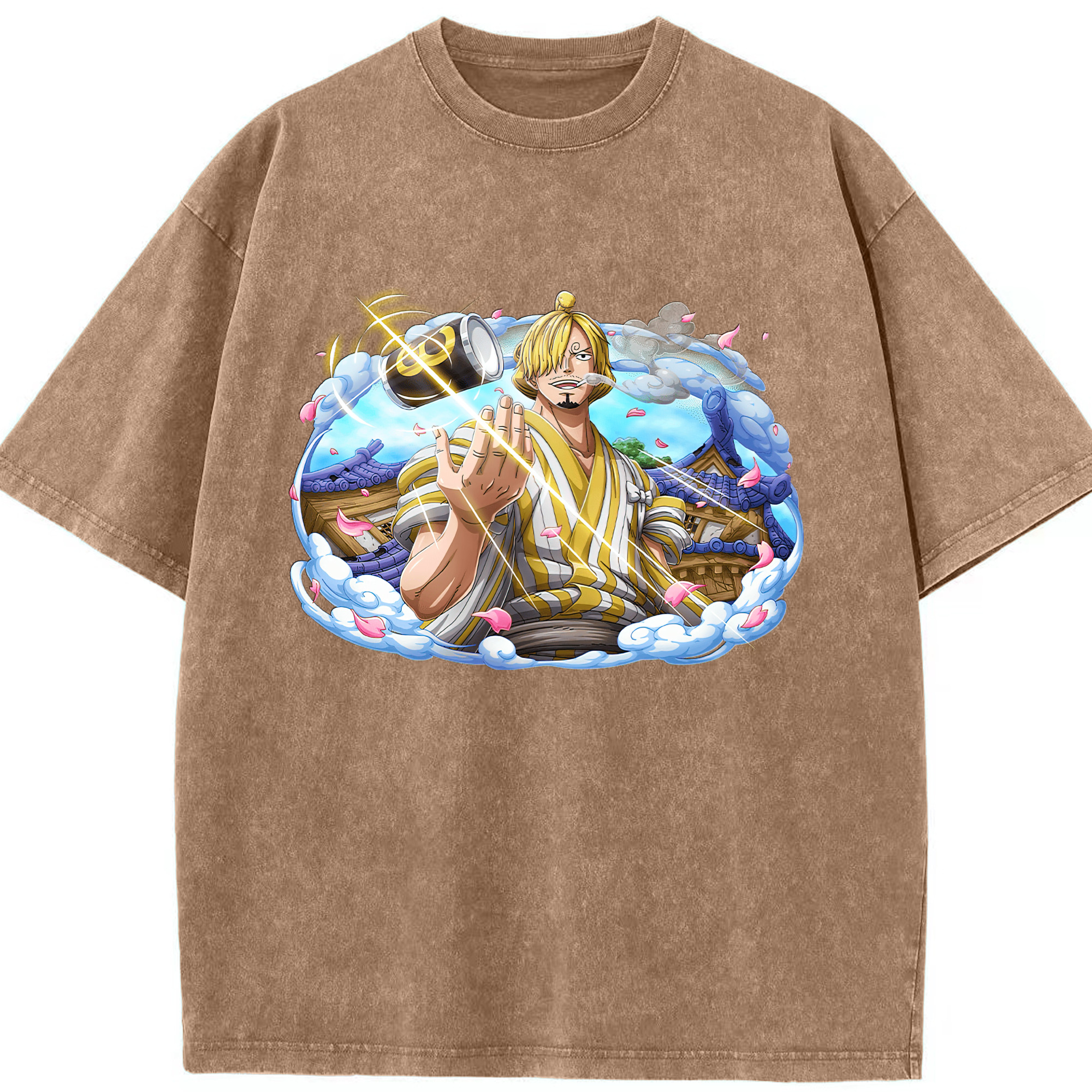 ワンピース サンジ ONE PIECE Sanji 綿100% ヴィンテージ風 半袖Tシャツ（フロントプリント）