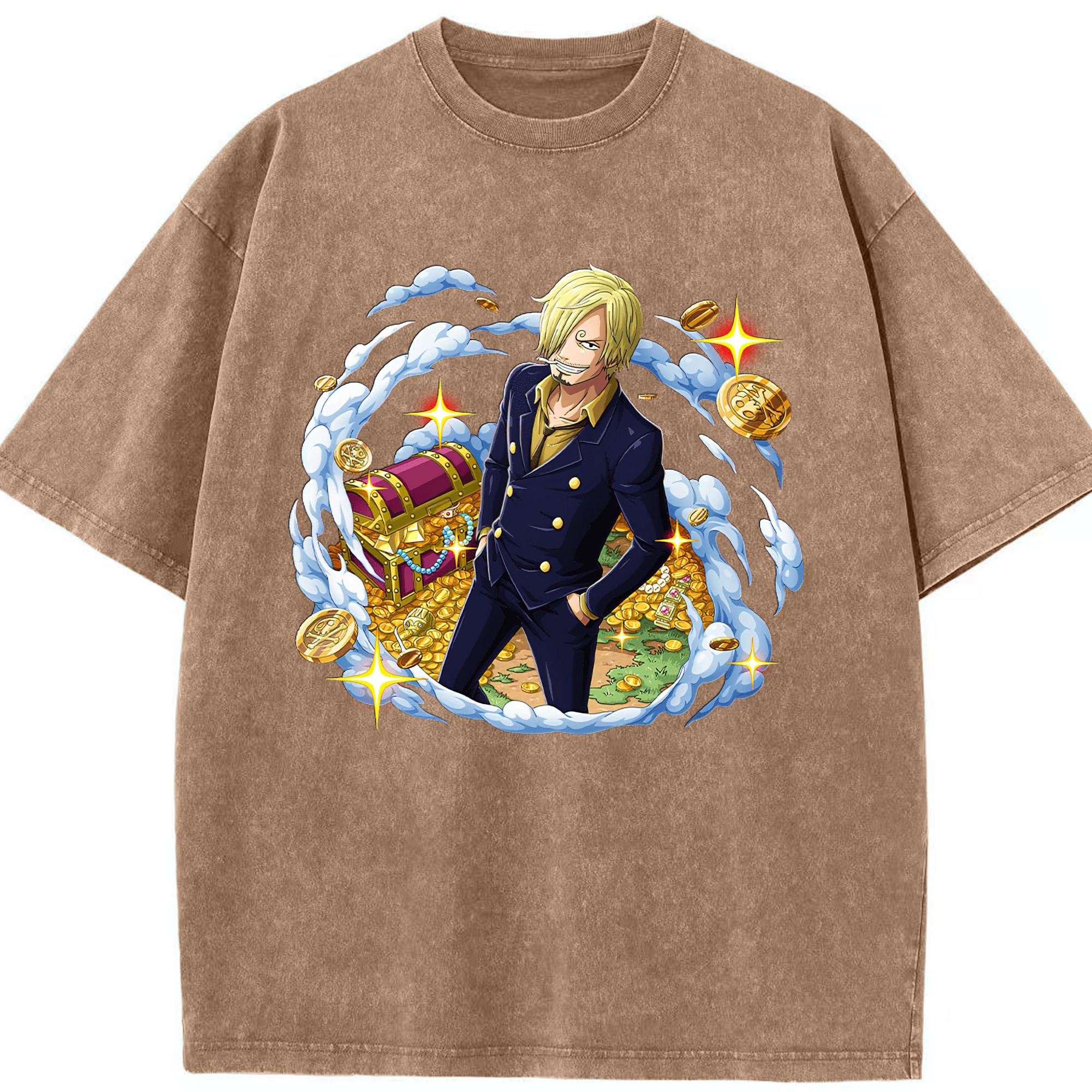 ワンピース サンジ ONE PIECE Sanji 綿100% ヴィンテージ風 半袖Tシャツ（フロントプリント）