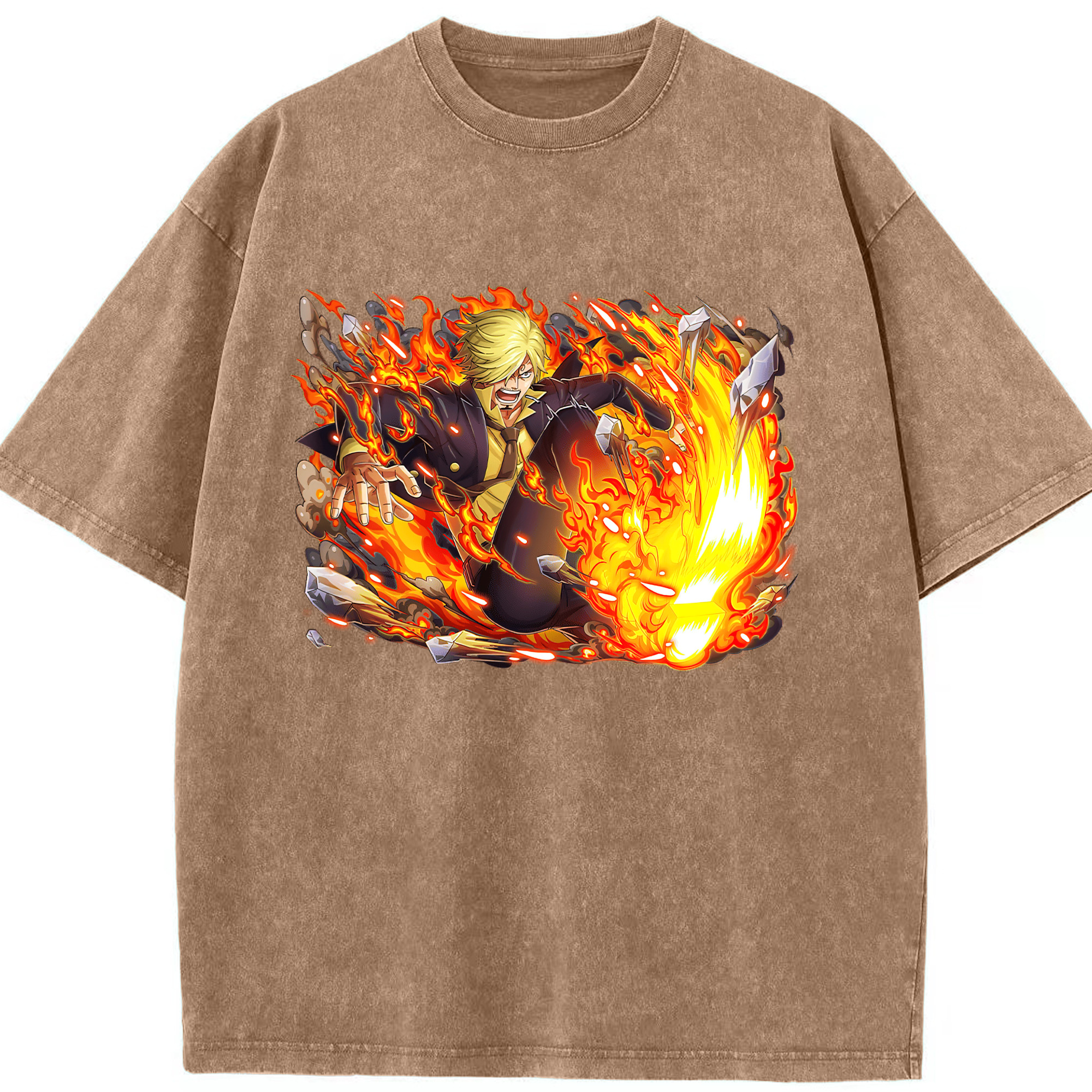 （画像用） ワンピース サンジ ONE PIECE Sanji 綿100% ヴィンテージ風 半袖Tシャツ（フロントプリント）