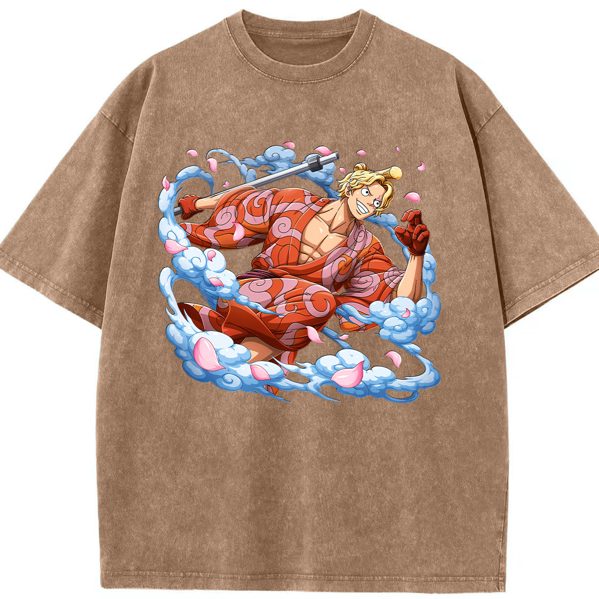 （画像用） ワンピース サンジ ONE PIECE Sanji 綿100% ヴィンテージ風 半袖Tシャツ（フロントプリント）