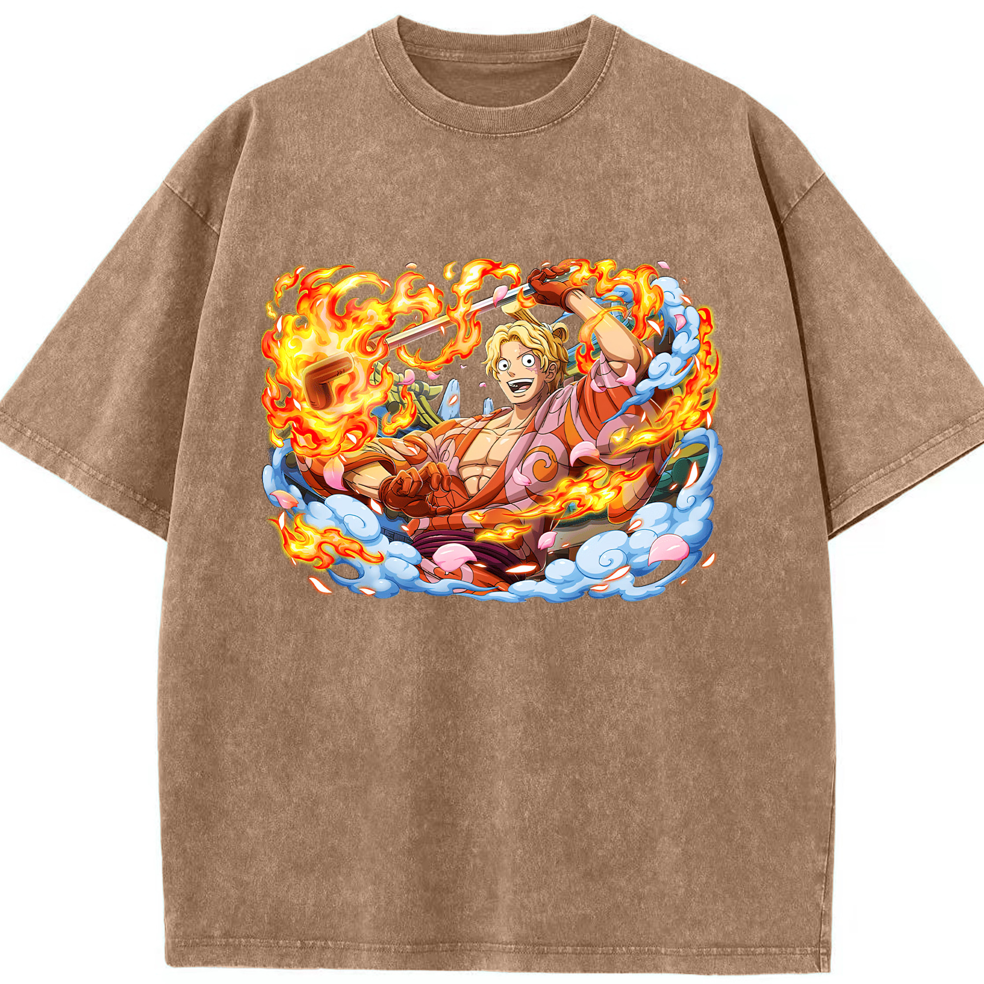 （画像用） ワンピース サンジ ONE PIECE Sanji 綿100% ヴィンテージ風 半袖Tシャツ（フロントプリント）