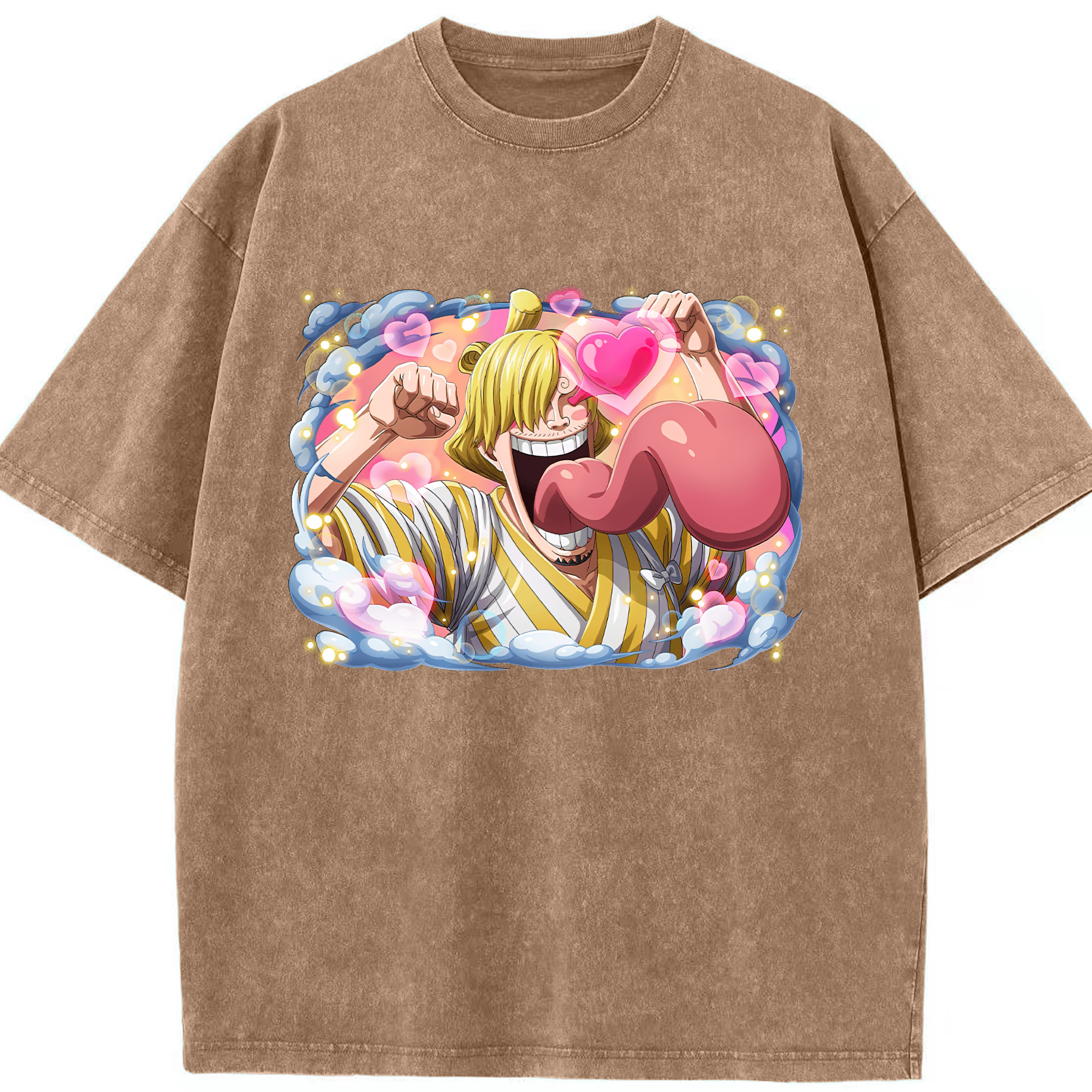（画像用） ワンピース サンジ ONE PIECE Sanji 綿100% ヴィンテージ風 半袖Tシャツ（フロントプリント）