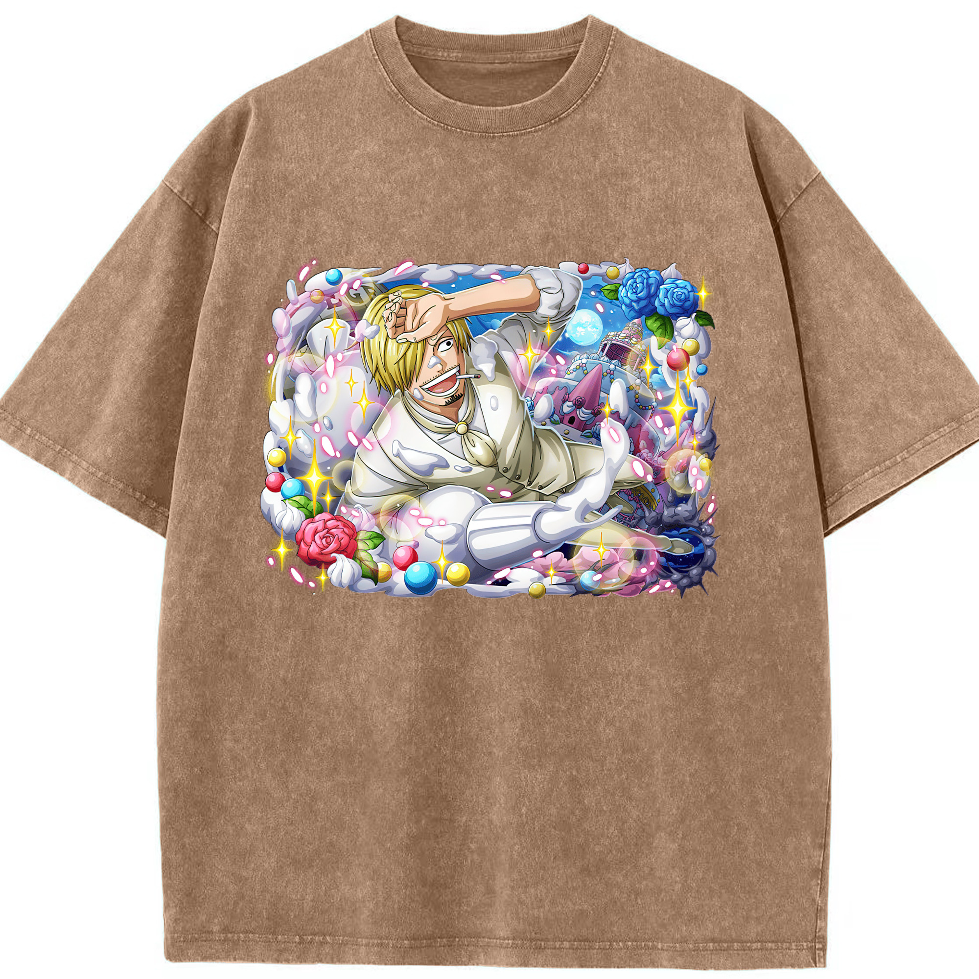 ワンピース サンジ ONE PIECE Sanji 綿100% ヴィンテージ風 半袖Tシャツ（フロントプリント）