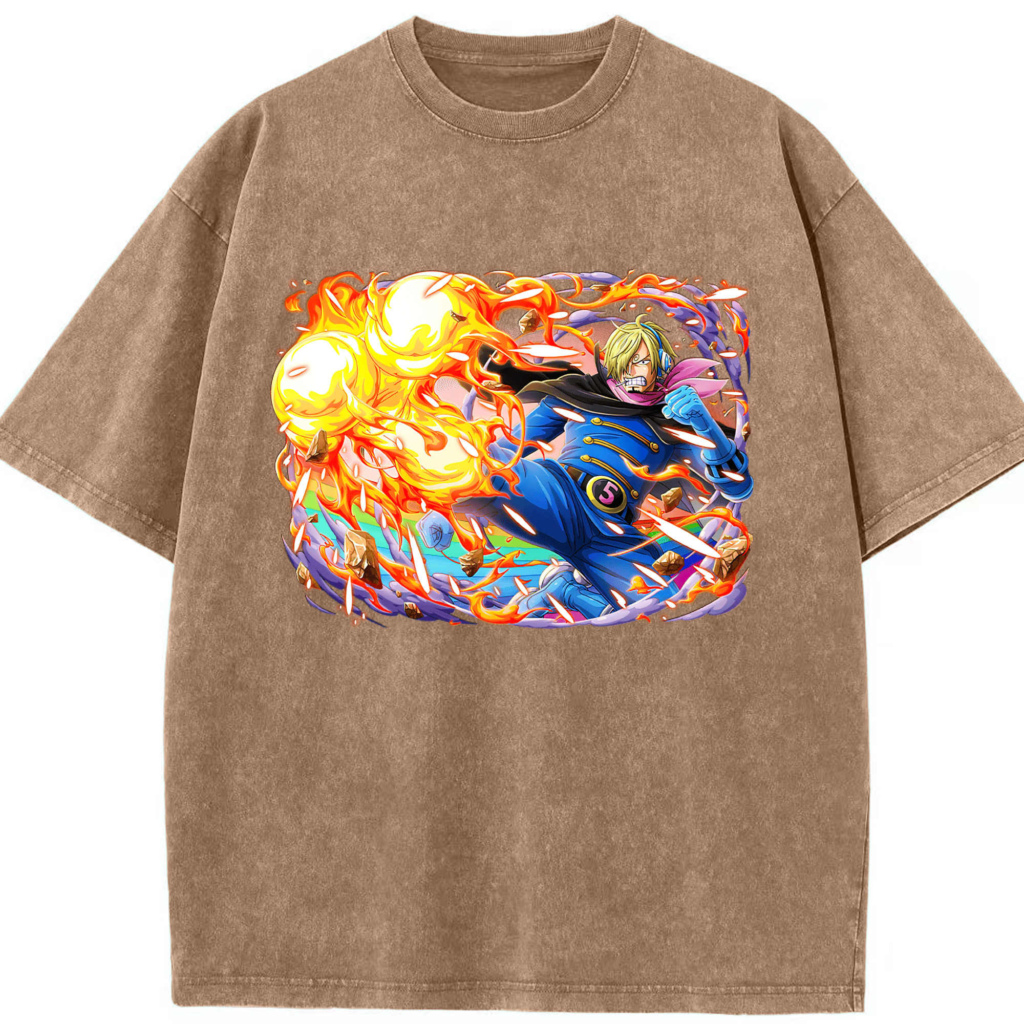 ワンピース サンジ ONE PIECE Sanji 綿100% ヴィンテージ風 半袖Tシャツ（フロントプリント）