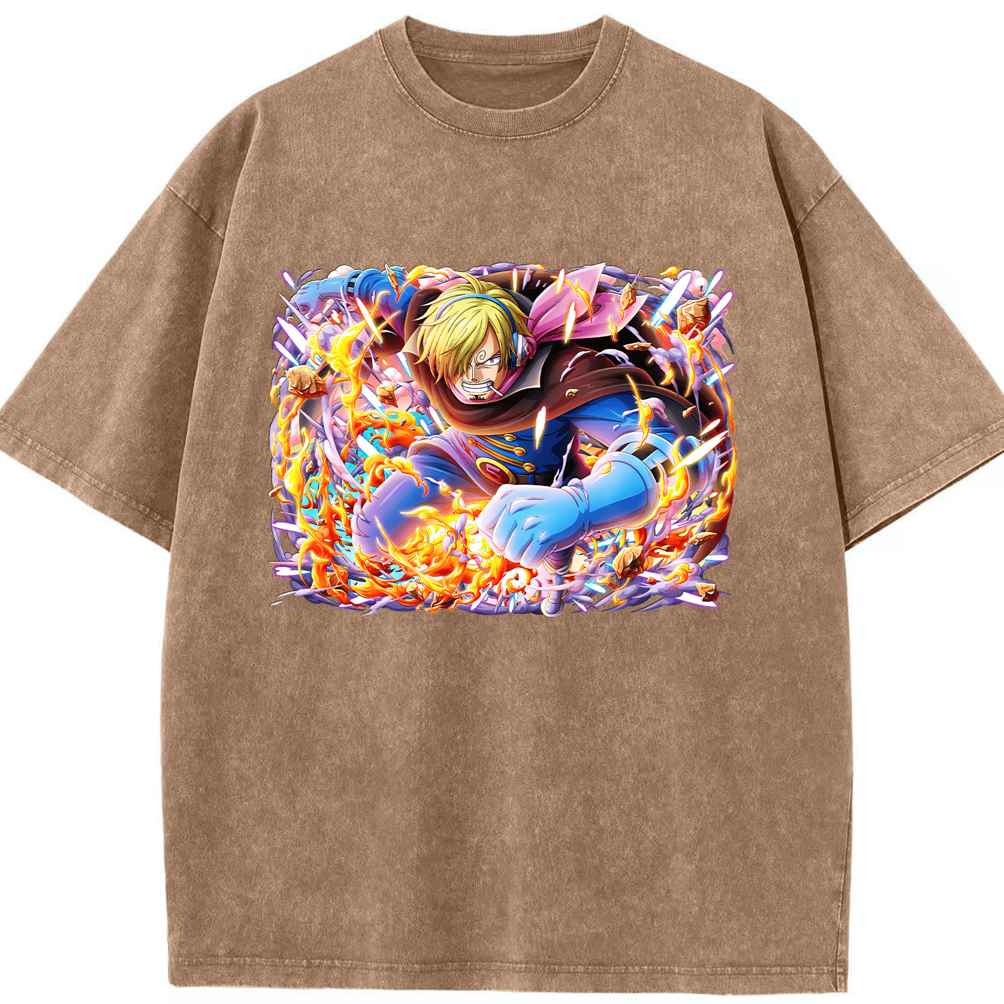 ワンピース サンジ ONE PIECE Sanji 綿100% ヴィンテージ風 半袖Tシャツ（フロントプリント）