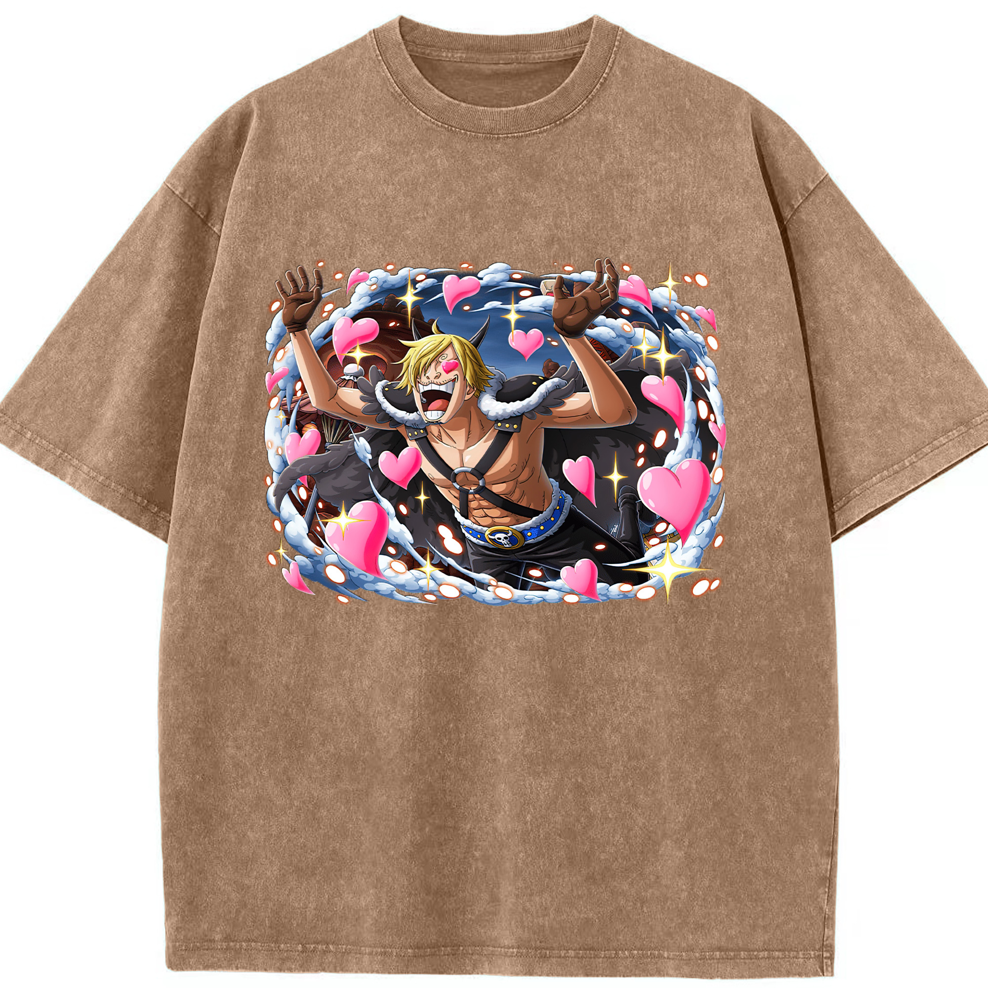 ワンピース サンジ ONE PIECE Sanji 綿100% ヴィンテージ風 半袖Tシャツ（フロントプリント）