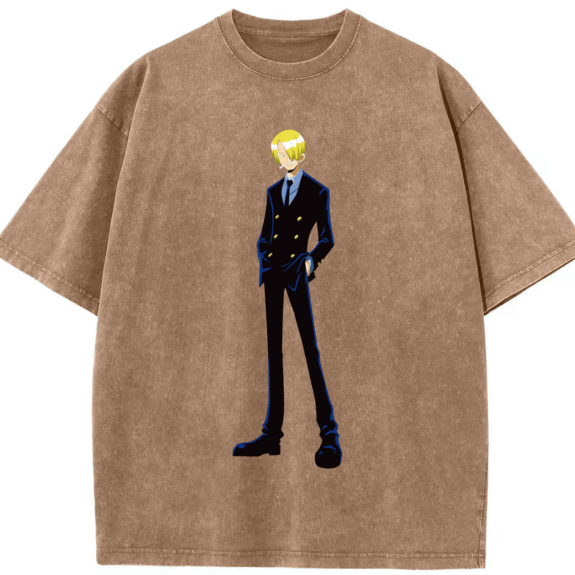 ワンピース サンジ ONE PIECE Sanji 綿100% ヴィンテージ風 半袖Tシャツ（フロントプリント）