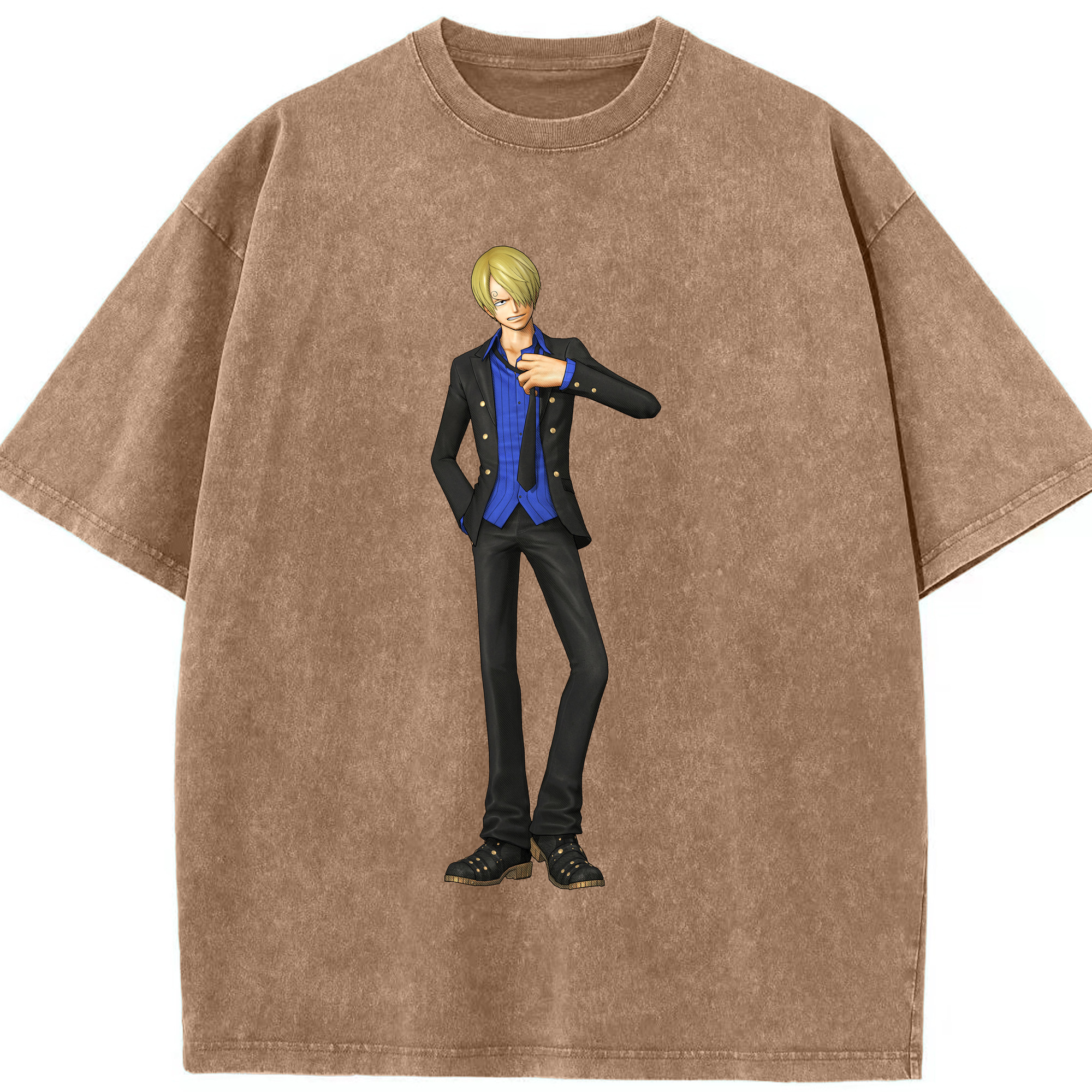 ワンピース サンジ ONE PIECE Sanji 綿100% ヴィンテージ風 半袖Tシャツ（フロントプリント）