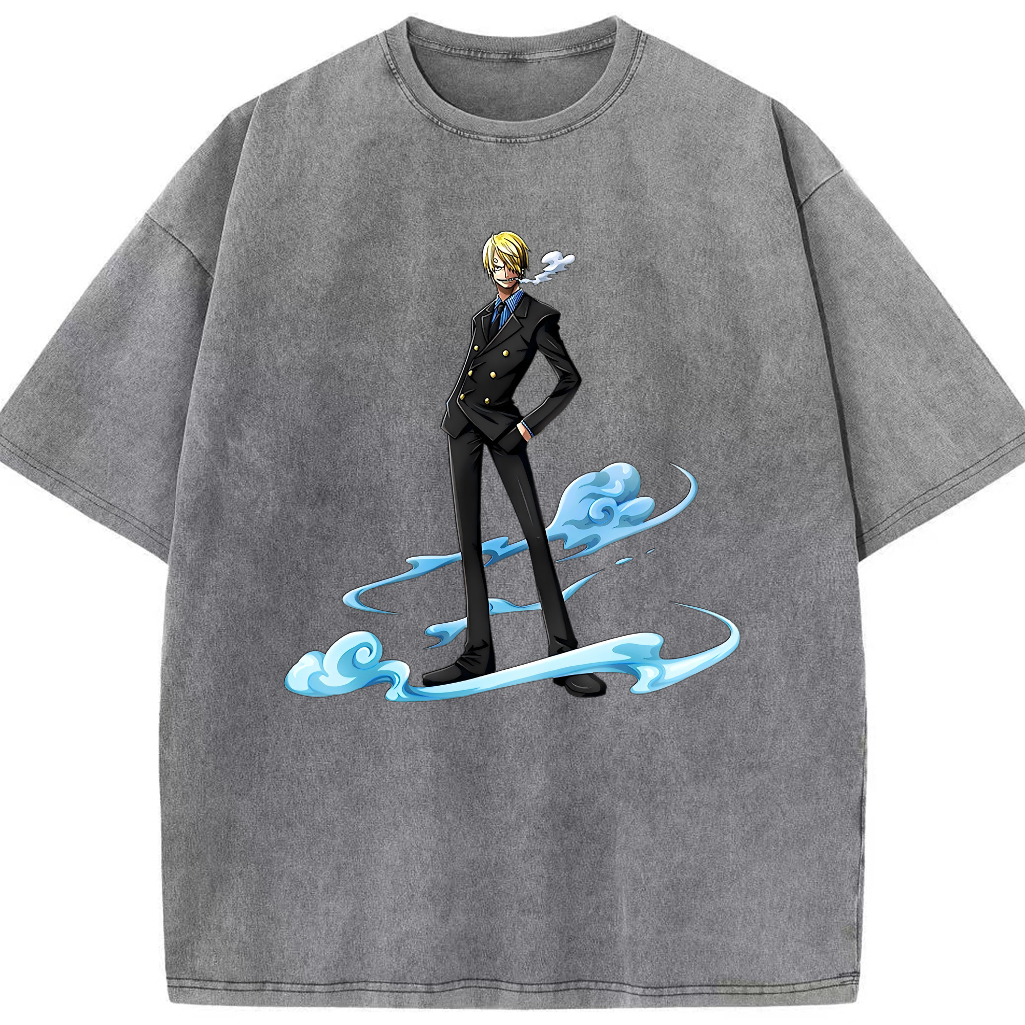 （画像用） ワンピース サンジ ONE PIECE Sanji 綿100% ヴィンテージ風 半袖Tシャツ（フロントプリント）