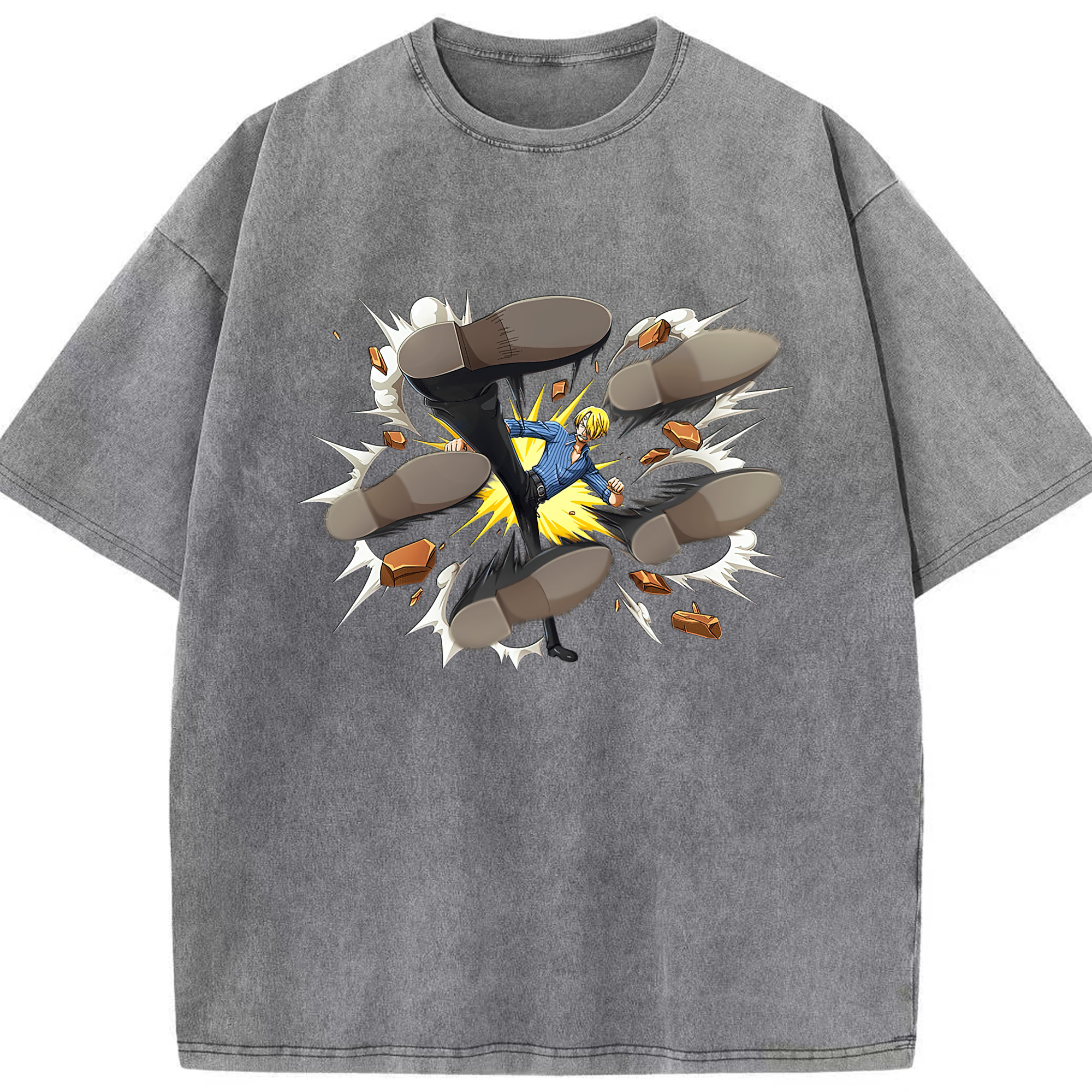 （画像用） ワンピース サンジ ONE PIECE Sanji 綿100% ヴィンテージ風 半袖Tシャツ（フロントプリント）