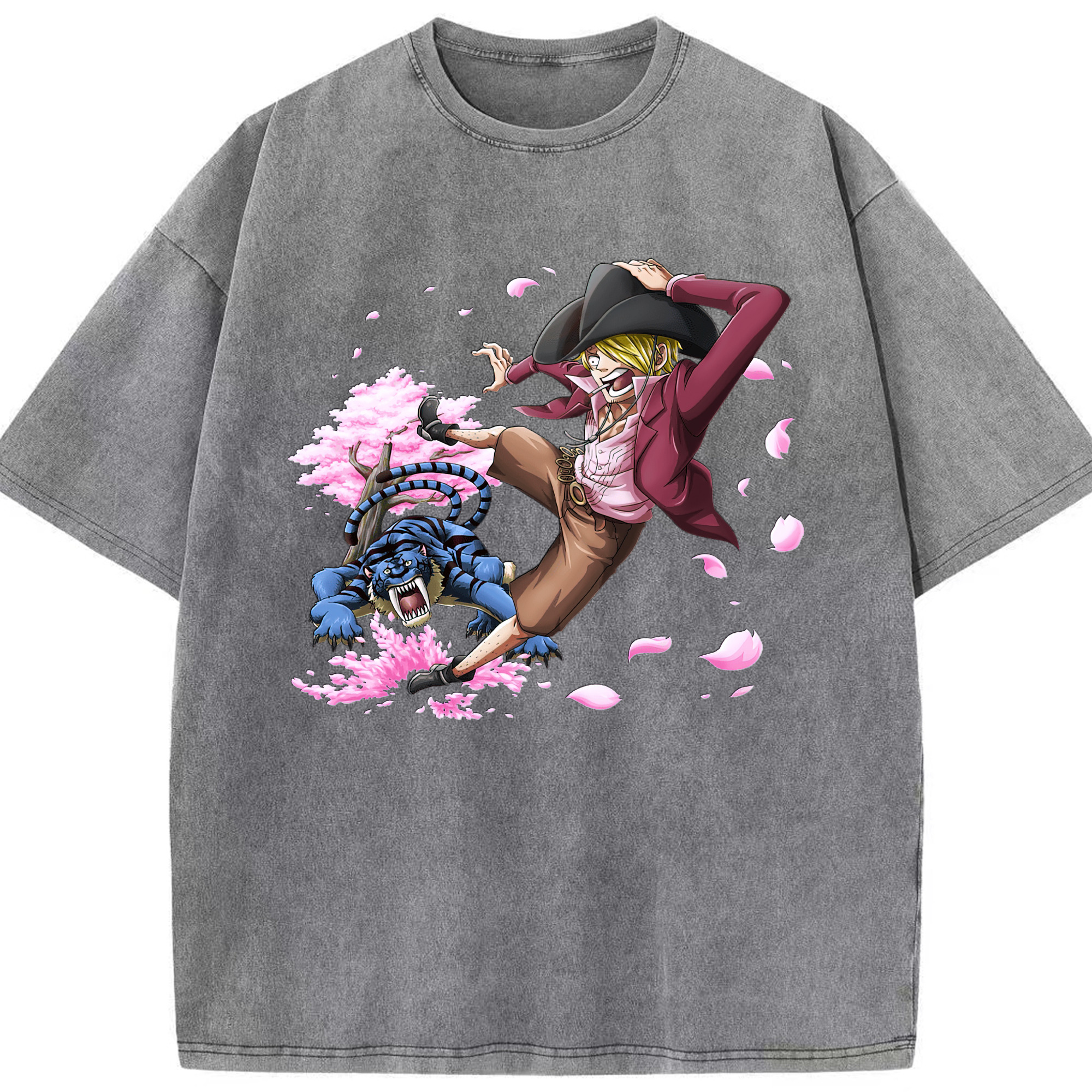 （画像用） ワンピース サンジ ONE PIECE Sanji 綿100% ヴィンテージ風 半袖Tシャツ（フロントプリント）