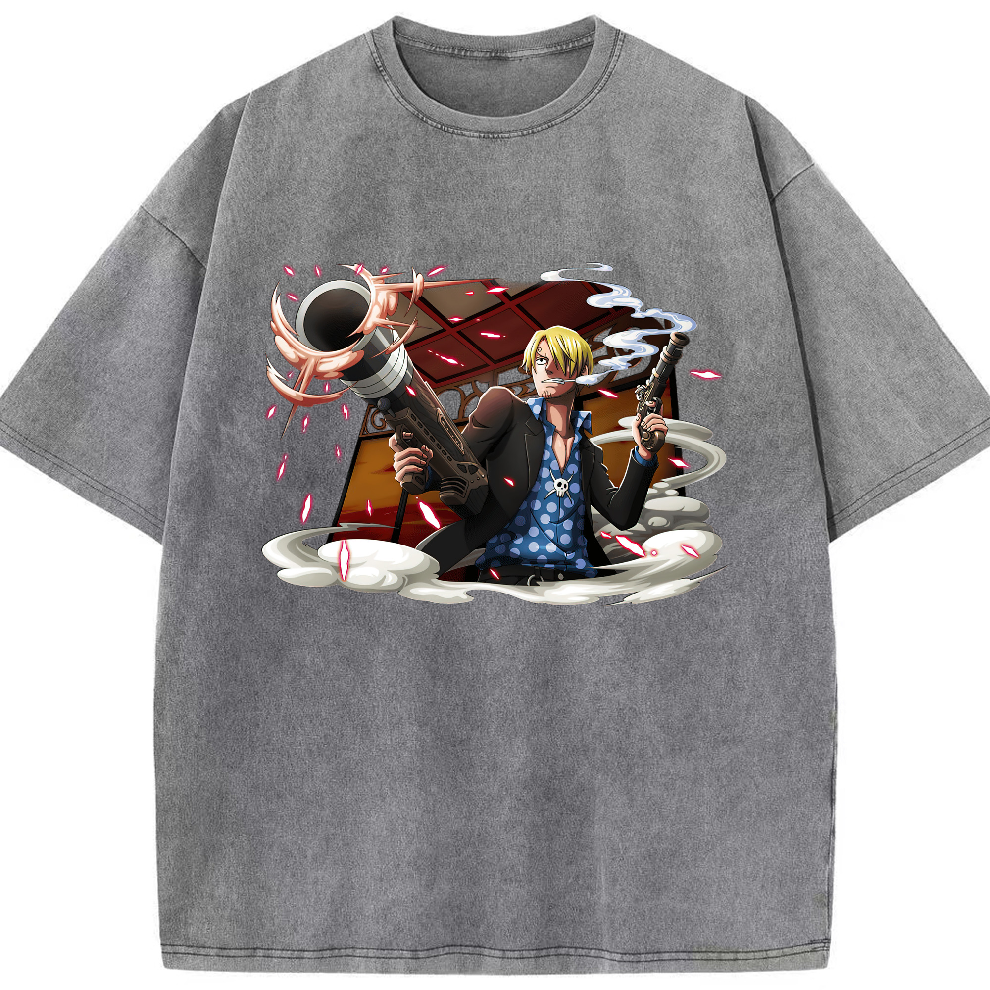 （画像用） ワンピース サンジ ONE PIECE Sanji 綿100% ヴィンテージ風 半袖Tシャツ（フロントプリント）