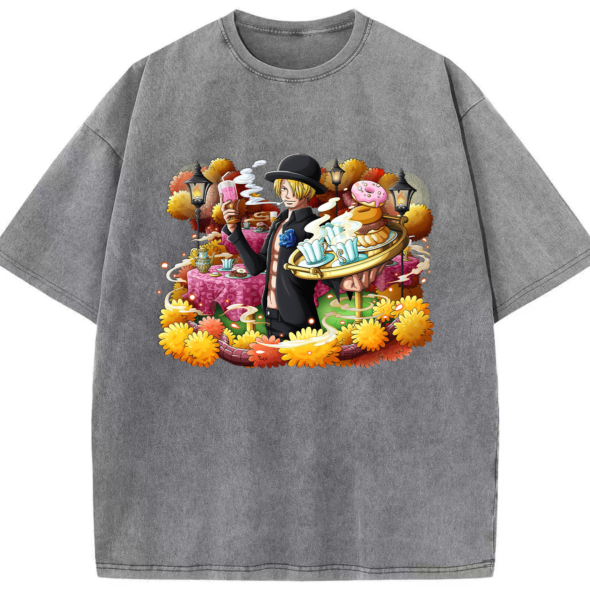 （画像用） ワンピース サンジ ONE PIECE Sanji 綿100% ヴィンテージ風 半袖Tシャツ（フロントプリント）