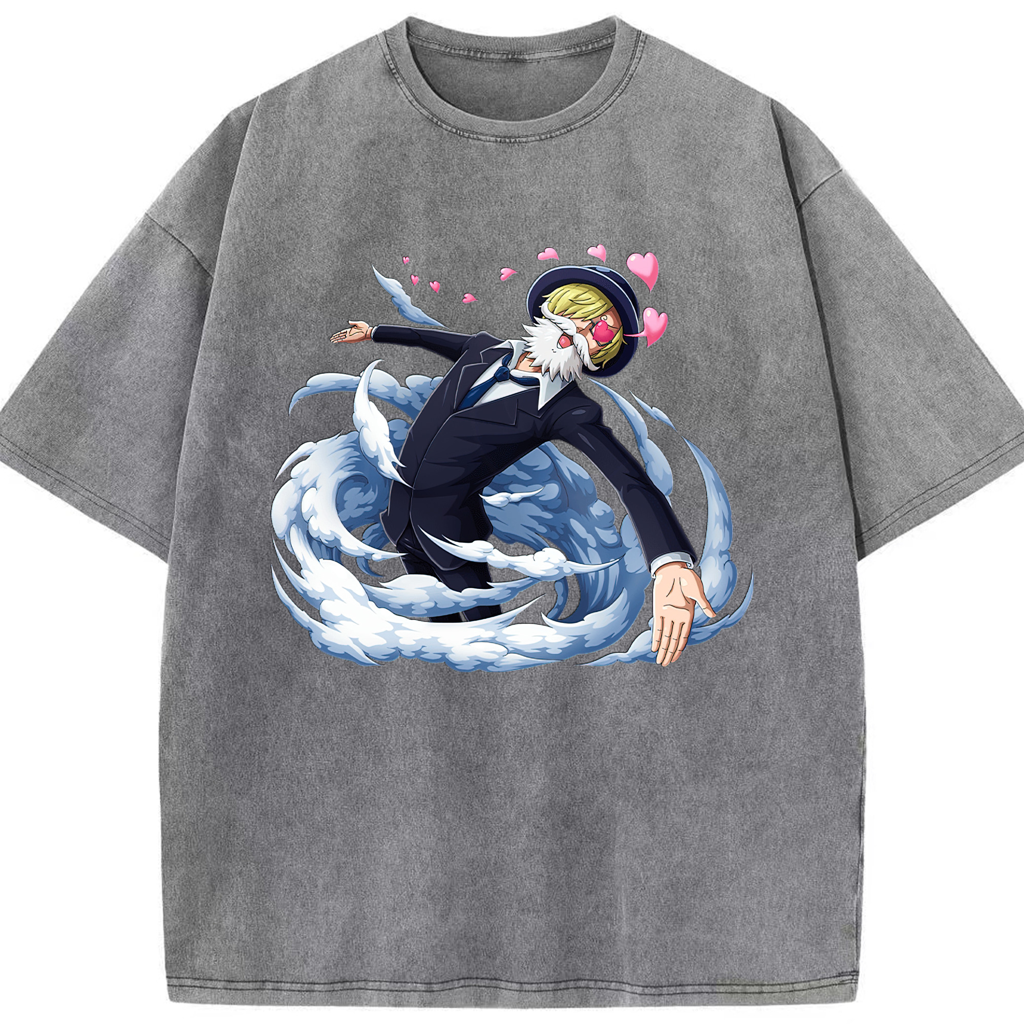 （画像用） ワンピース サンジ ONE PIECE Sanji 綿100% ヴィンテージ風 半袖Tシャツ（フロントプリント）