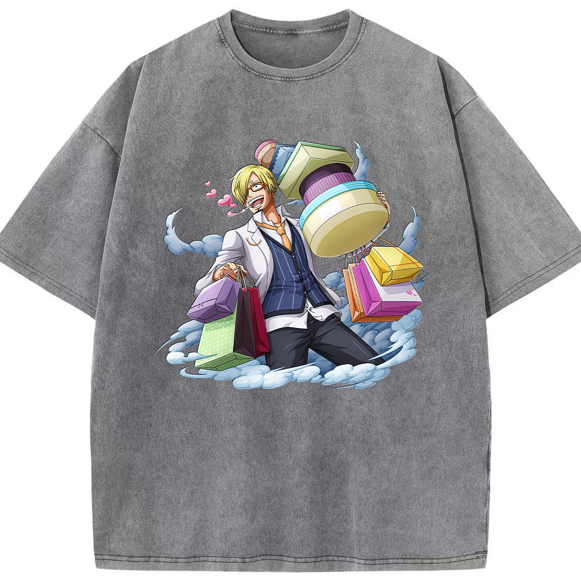 （画像用） ワンピース サンジ ONE PIECE Sanji 綿100% ヴィンテージ風 半袖Tシャツ（フロントプリント）