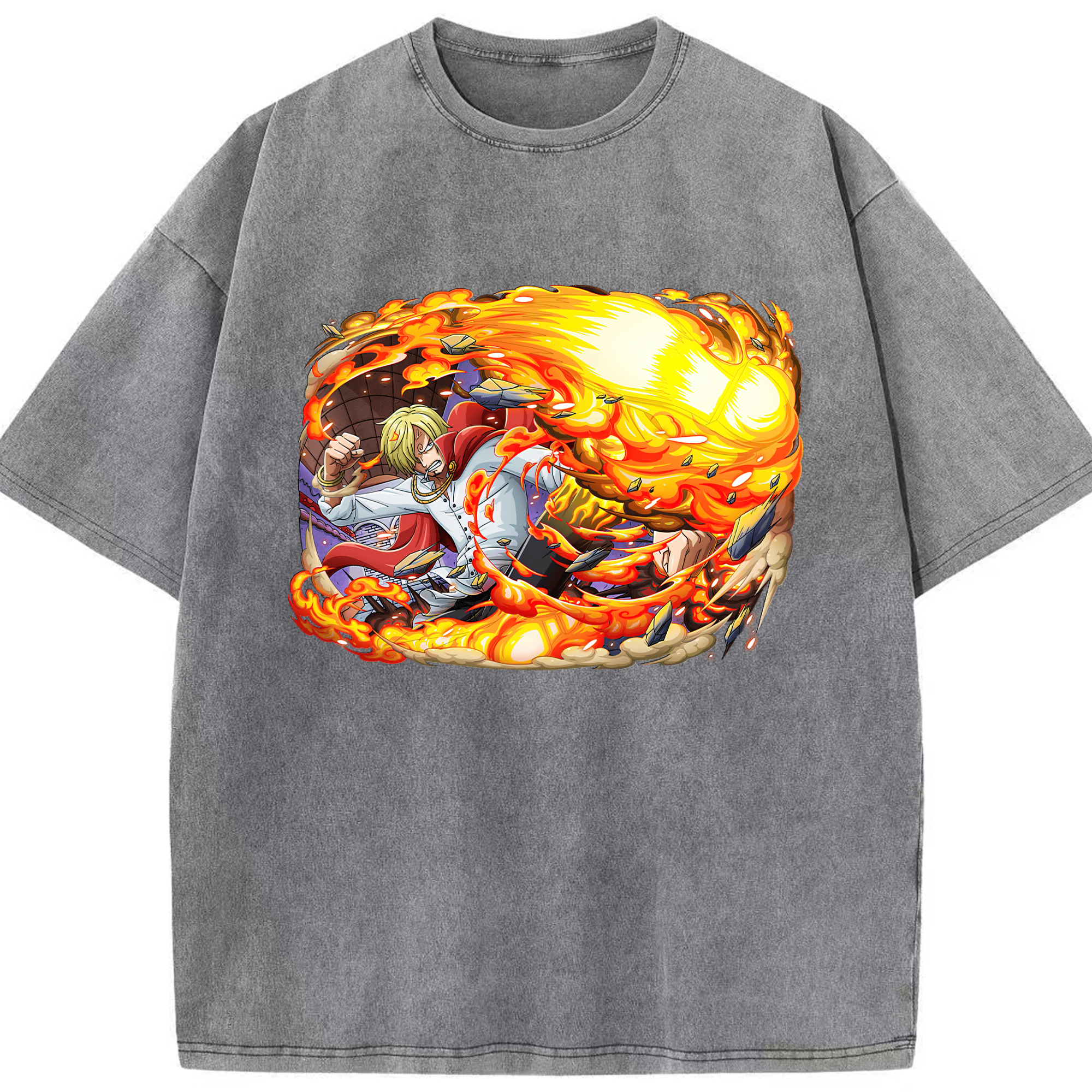 ワンピース サンジ ONE PIECE Sanji 綿100% ヴィンテージ風 半袖Tシャツ（フロントプリント）