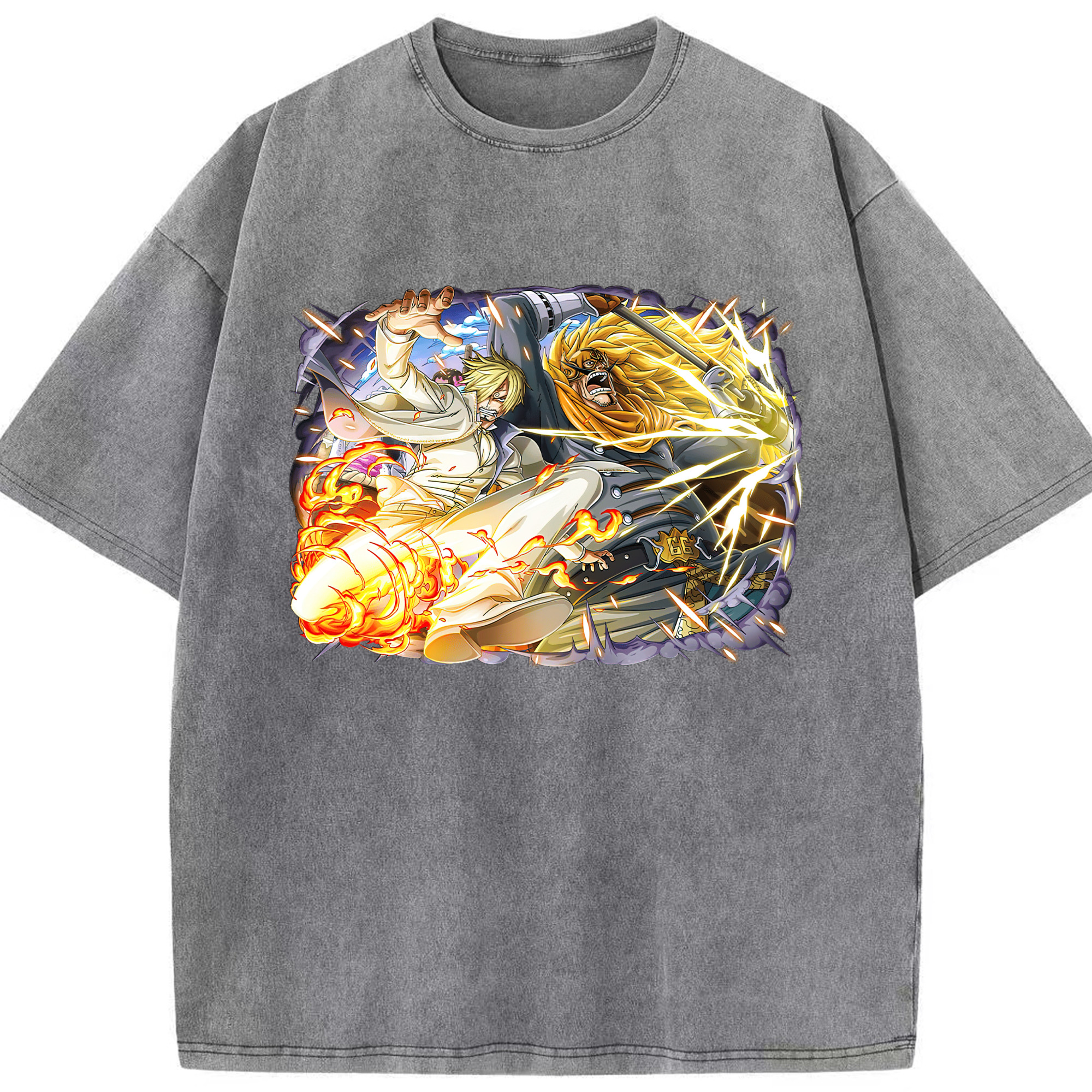 （画像用） ワンピース サンジ ONE PIECE Sanji 綿100% ヴィンテージ風 半袖Tシャツ（フロントプリント）