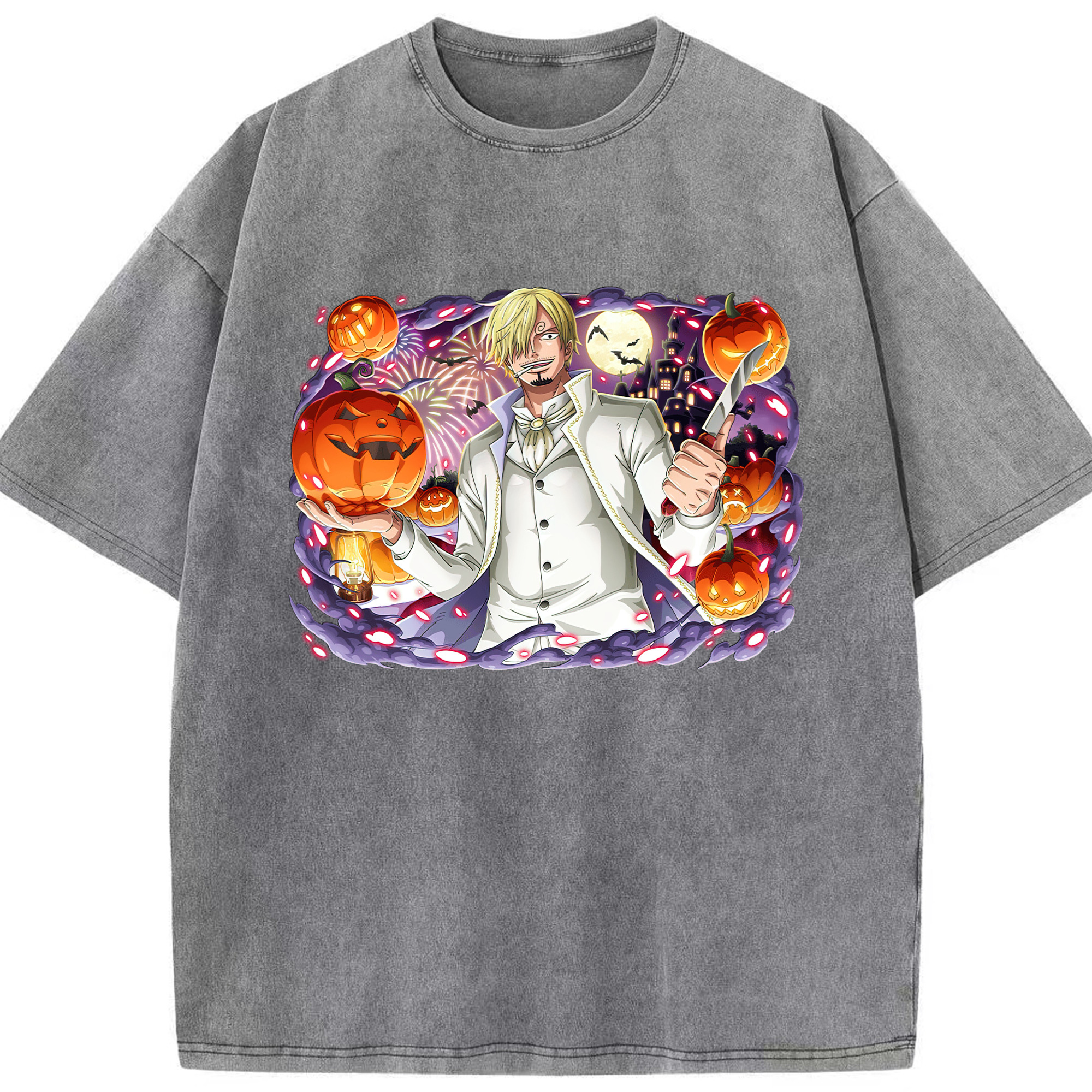 （画像用） ワンピース サンジ ONE PIECE Sanji 綿100% ヴィンテージ風 半袖Tシャツ（フロントプリント）