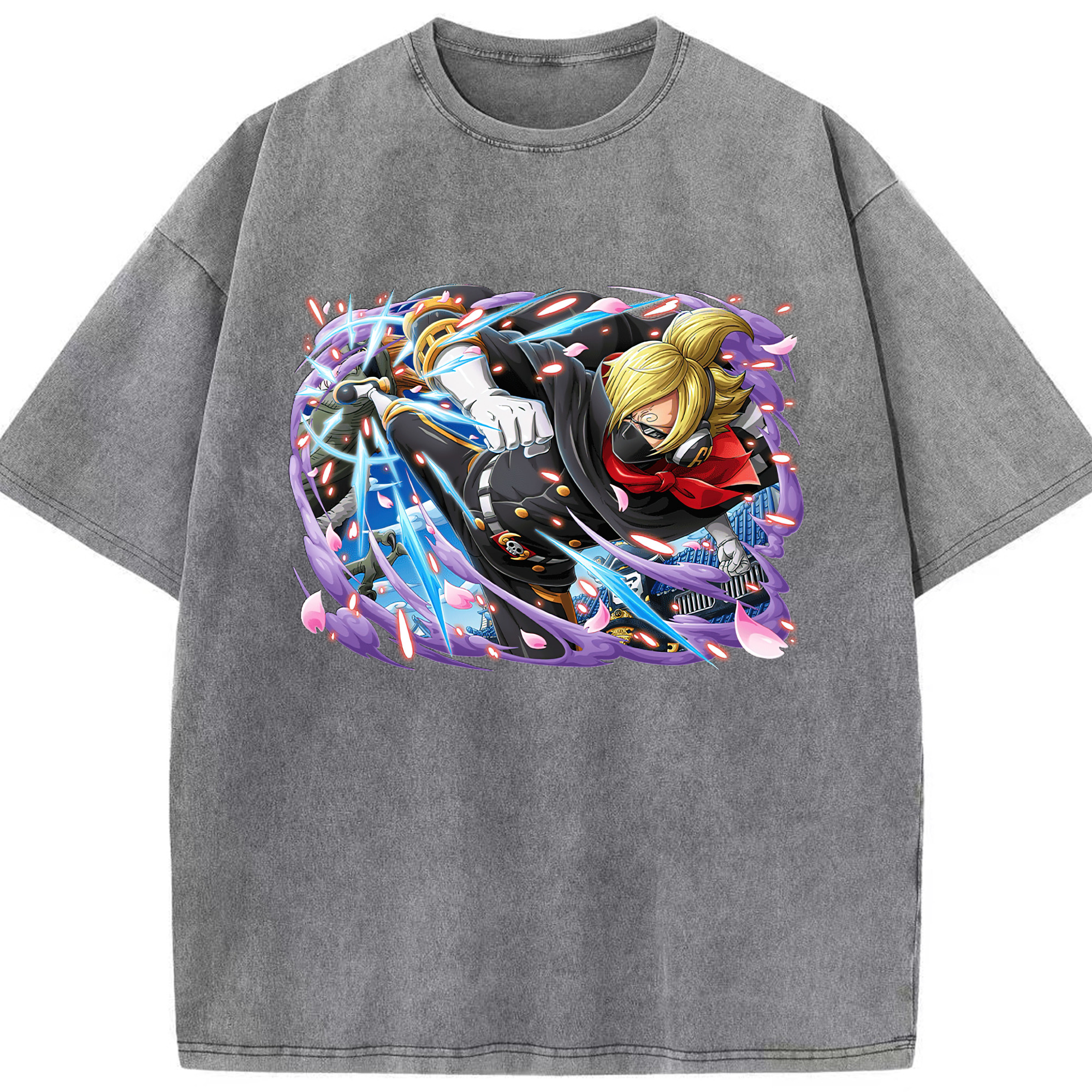 ワンピース サンジ ONE PIECE Sanji 綿100% ヴィンテージ風 半袖Tシャツ（フロントプリント）