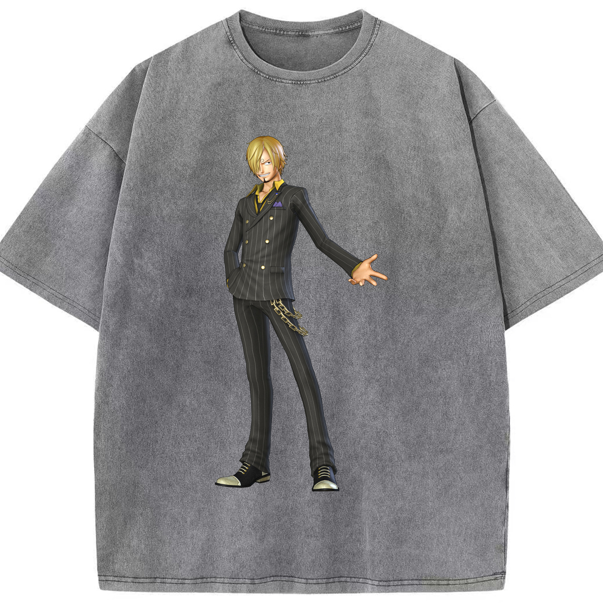 ワンピース サンジ ONE PIECE Sanji 綿100% ヴィンテージ風 半袖Tシャツ（フロントプリント）