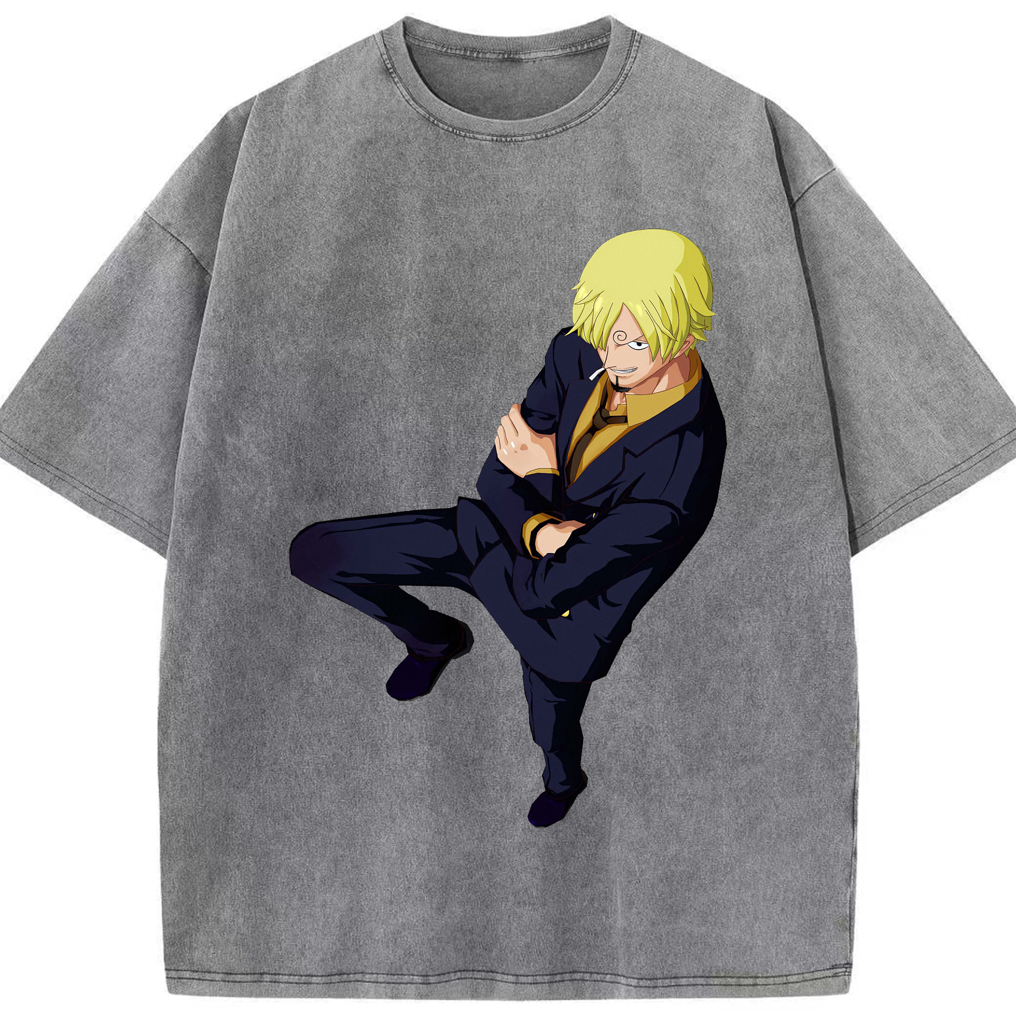 ワンピース サンジ ONE PIECE Sanji 綿100% ヴィンテージ風 半袖Tシャツ（フロントプリント）