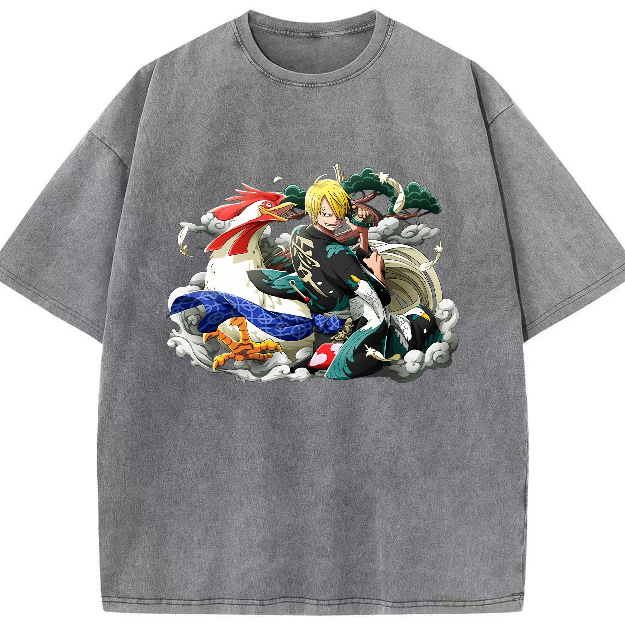 （画像用） ワンピース サンジ ONE PIECE Sanji 綿100% ヴィンテージ風 半袖Tシャツ（フロントプリント）