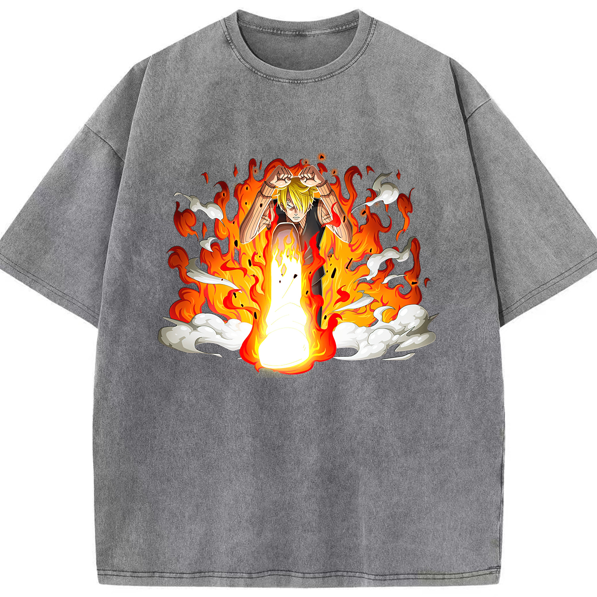 （画像用） ワンピース サンジ ONE PIECE Sanji 綿100% ヴィンテージ風 半袖Tシャツ（フロントプリント）