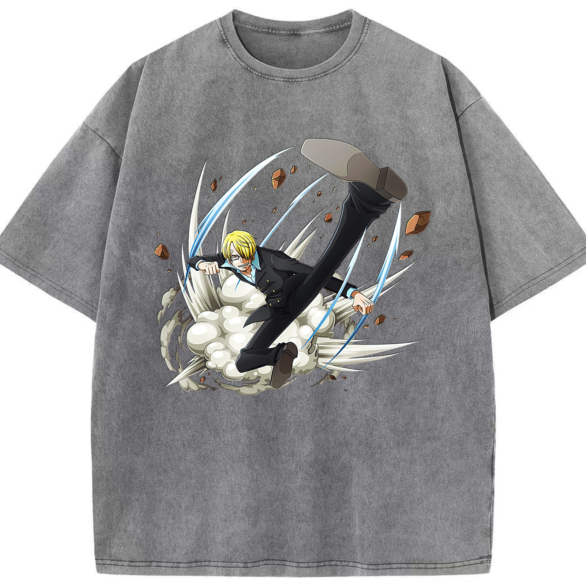 （画像用） ワンピース サンジ ONE PIECE Sanji 綿100% ヴィンテージ風 半袖Tシャツ（フロントプリント）
