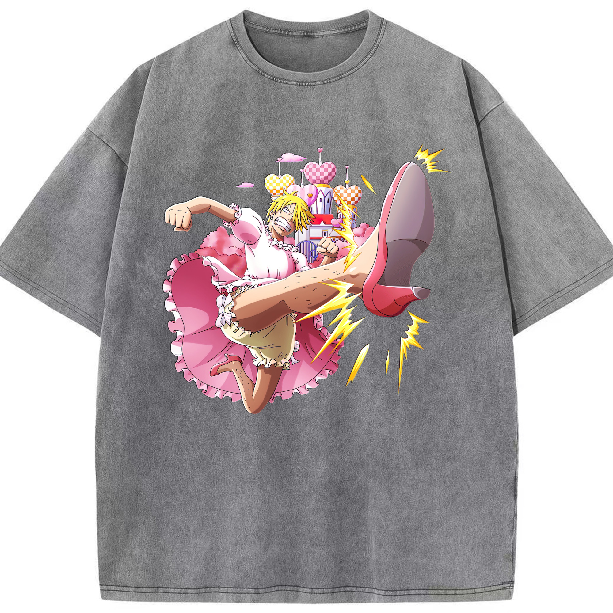 （画像用） ワンピース サンジ ONE PIECE Sanji 綿100% ヴィンテージ風 半袖Tシャツ（フロントプリント）