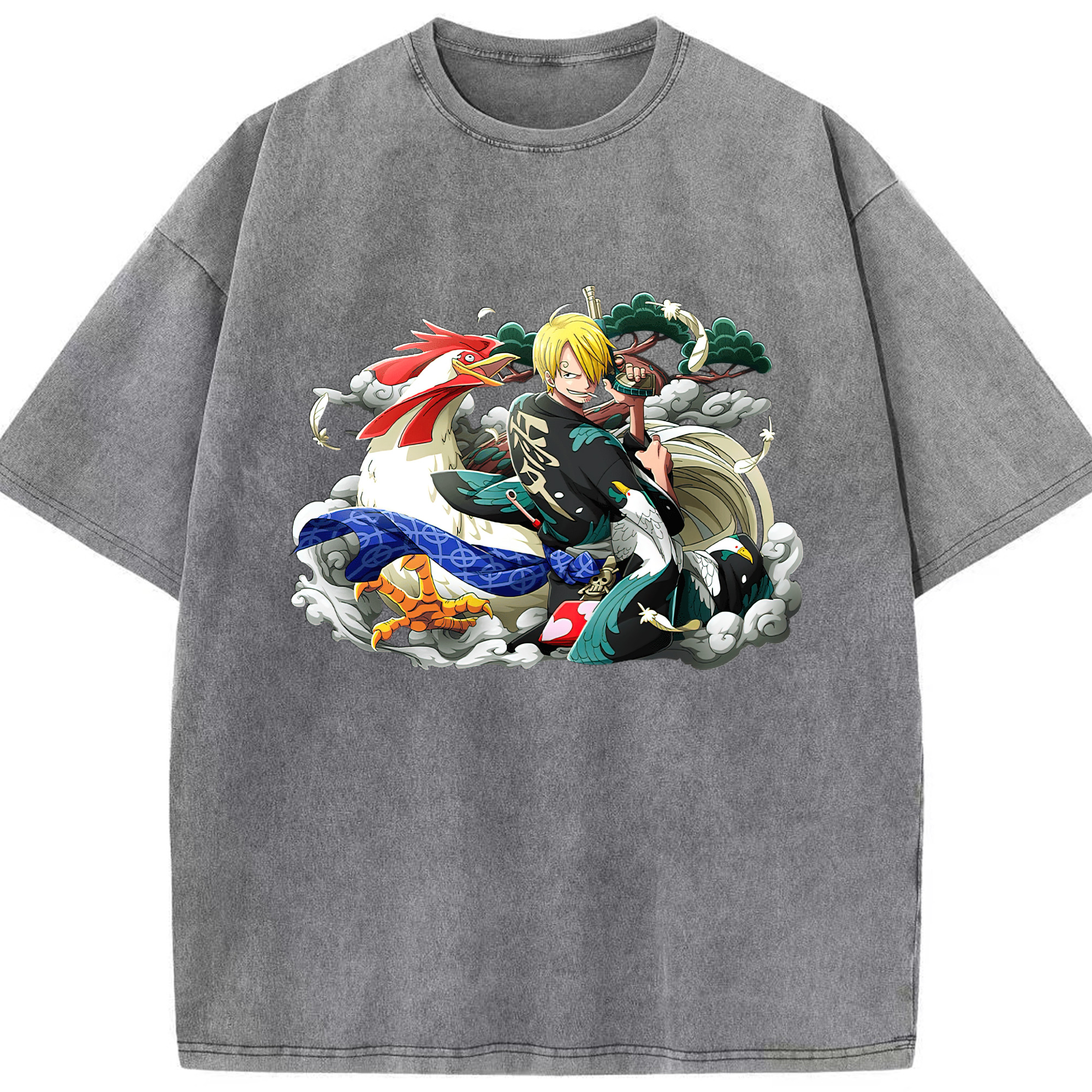 （画像用） ワンピース サンジ ONE PIECE Sanji 綿100% ヴィンテージ風 半袖Tシャツ（フロントプリント）