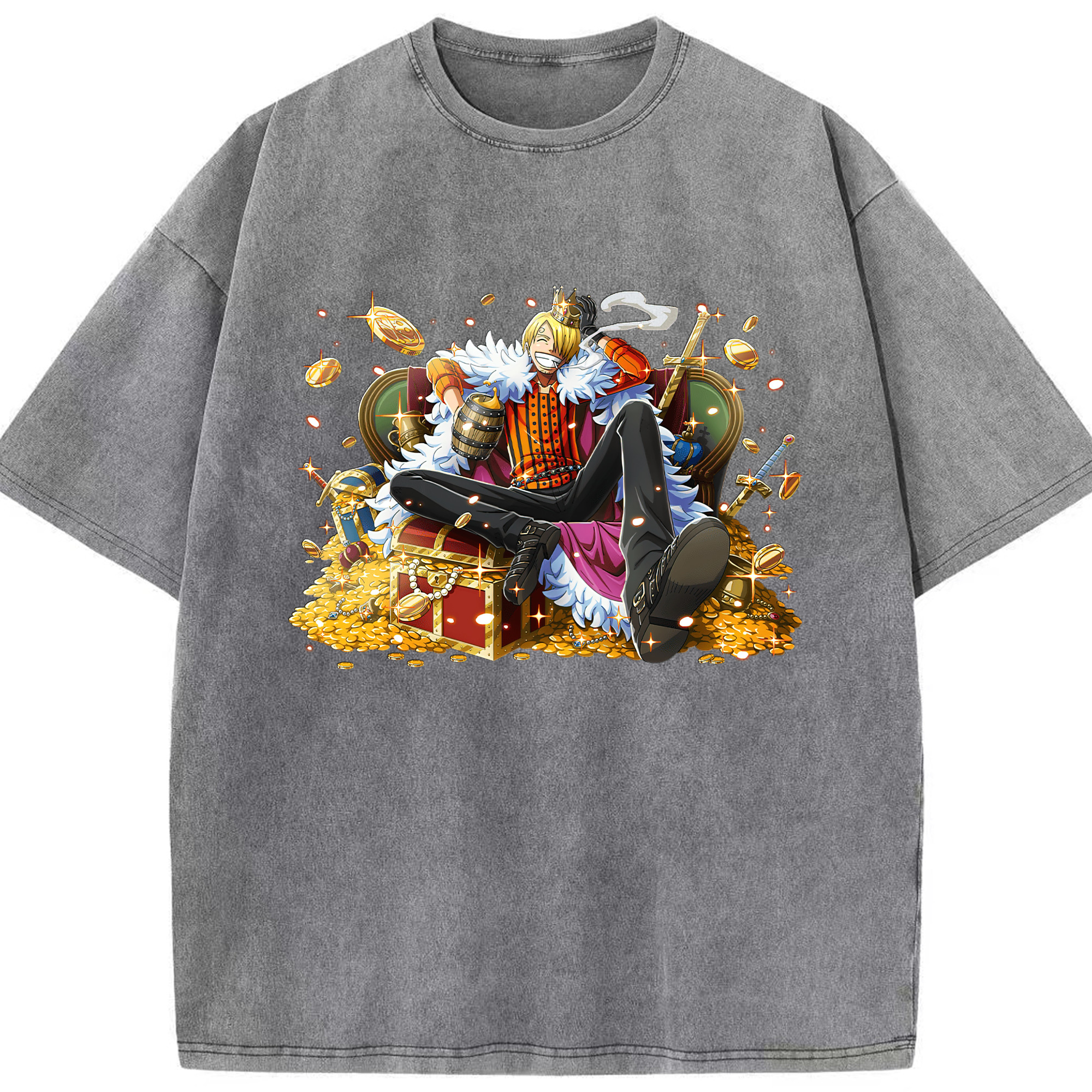 （画像用） ワンピース サンジ ONE PIECE Sanji 綿100% ヴィンテージ風 半袖Tシャツ（フロントプリント）