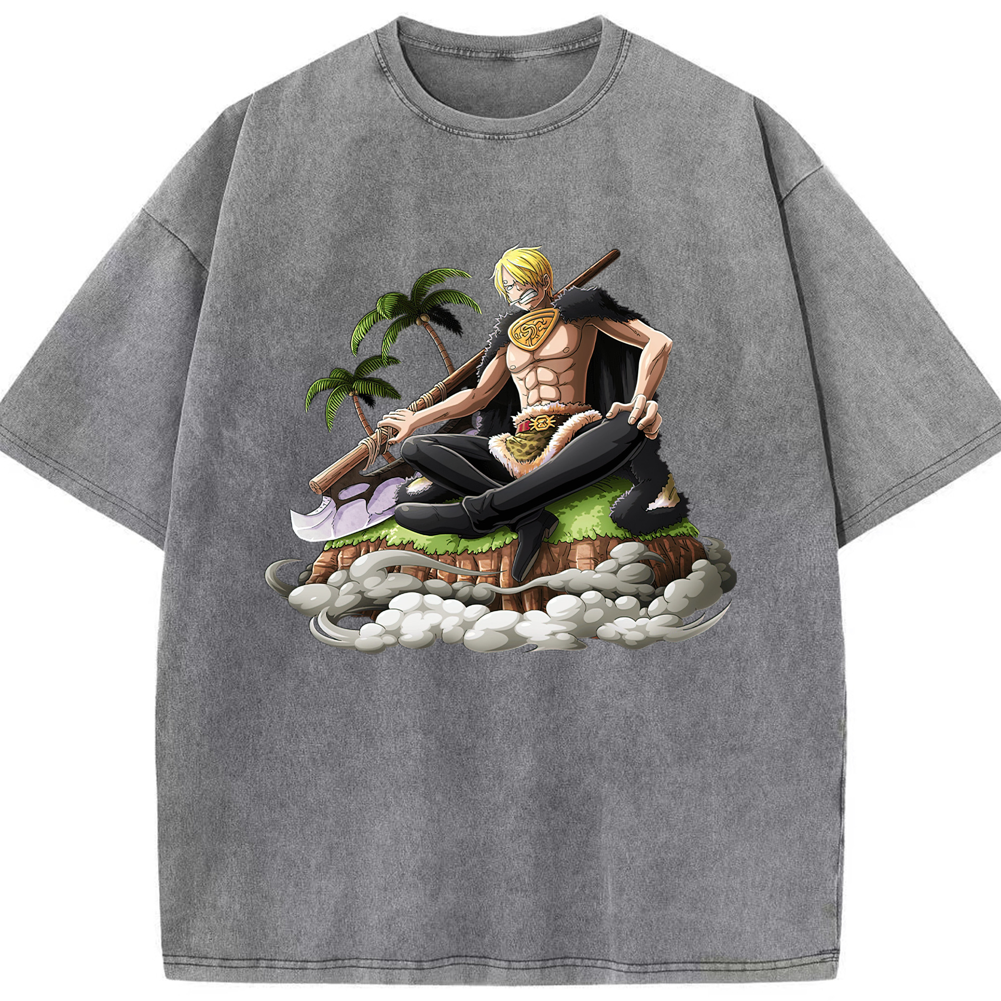 （画像用） ワンピース サンジ ONE PIECE Sanji 綿100% ヴィンテージ風 半袖Tシャツ（フロントプリント）