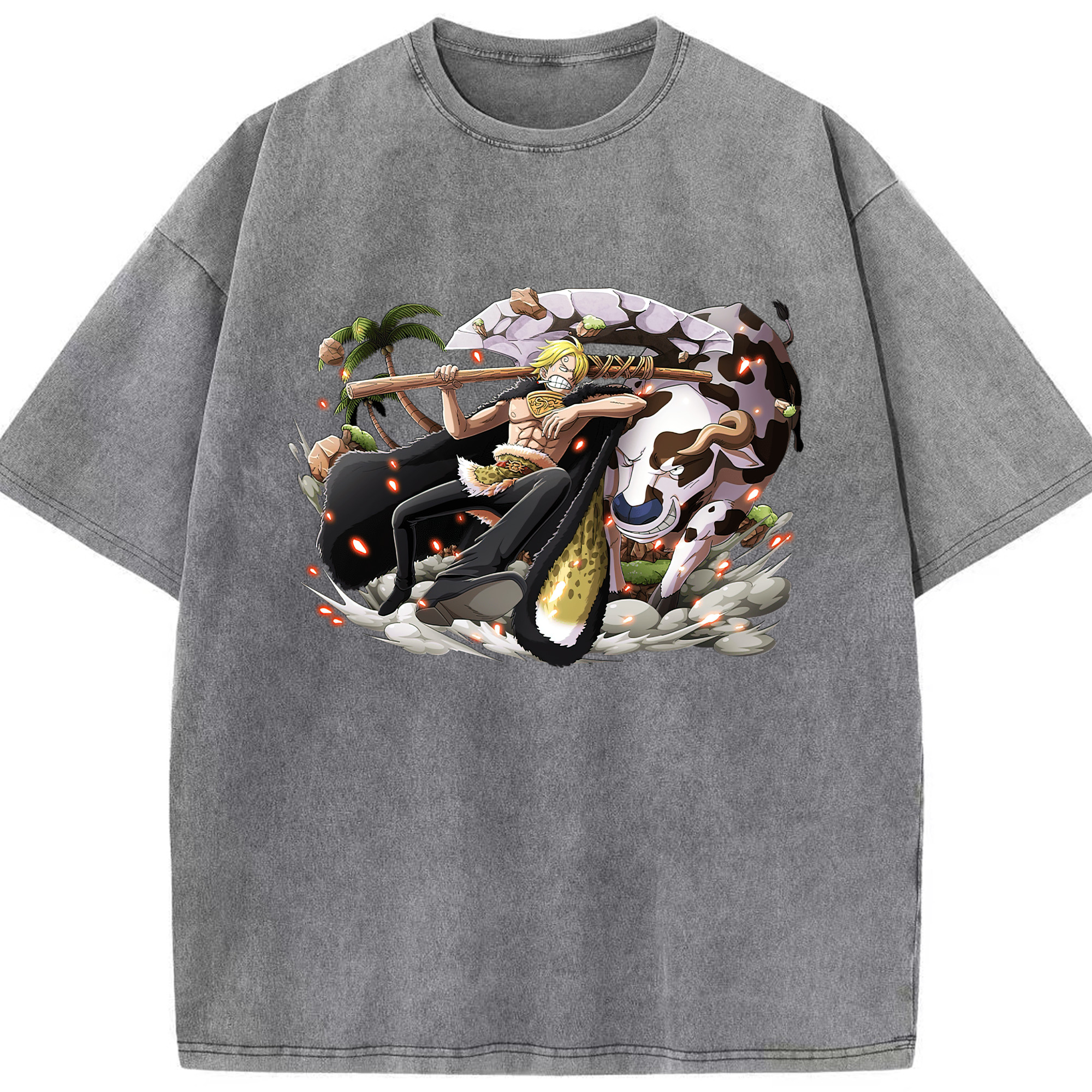 （画像用） ワンピース サンジ ONE PIECE Sanji 綿100% ヴィンテージ風 半袖Tシャツ（フロントプリント）