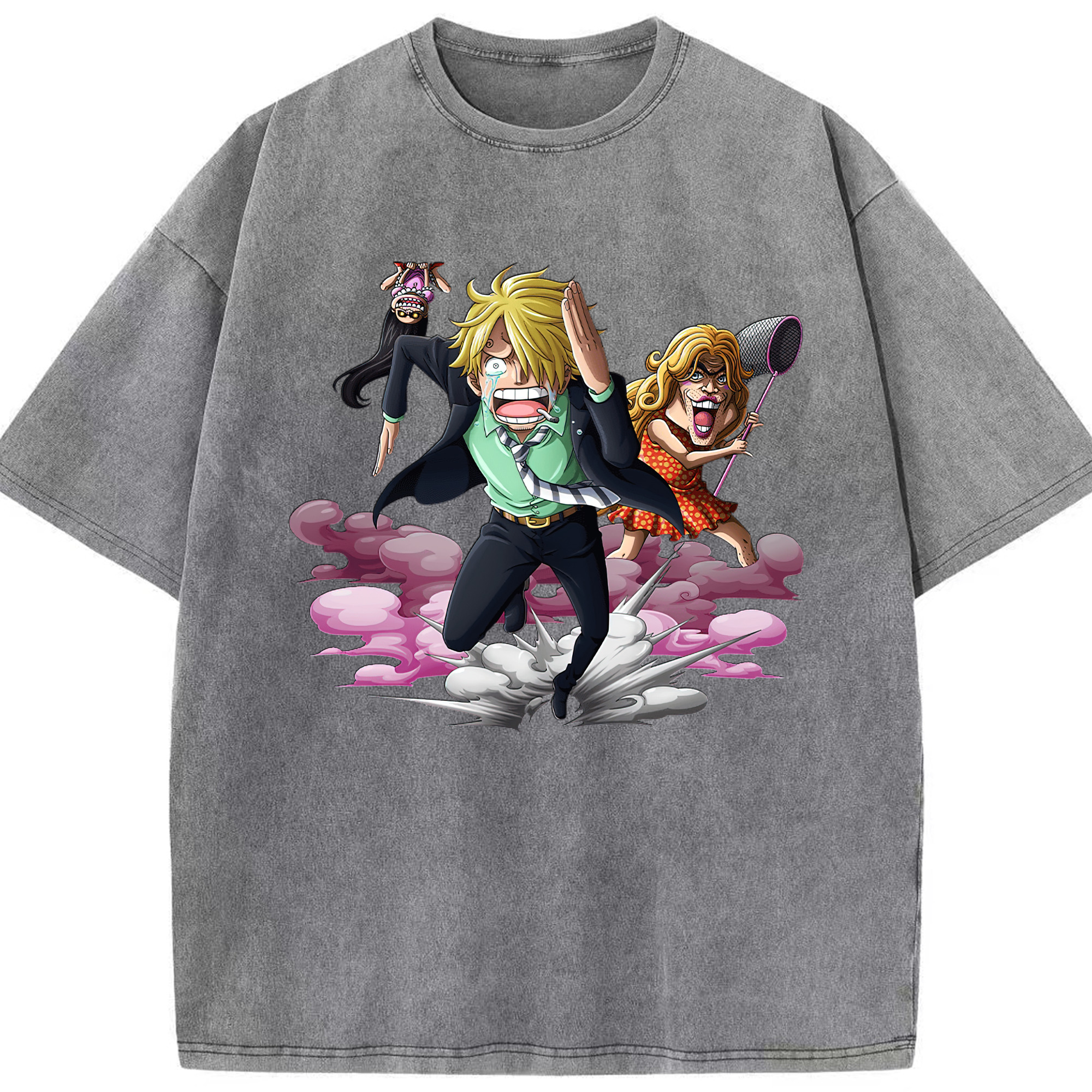 （画像用） ワンピース サンジ ONE PIECE Sanji 綿100% ヴィンテージ風 半袖Tシャツ（フロントプリント）