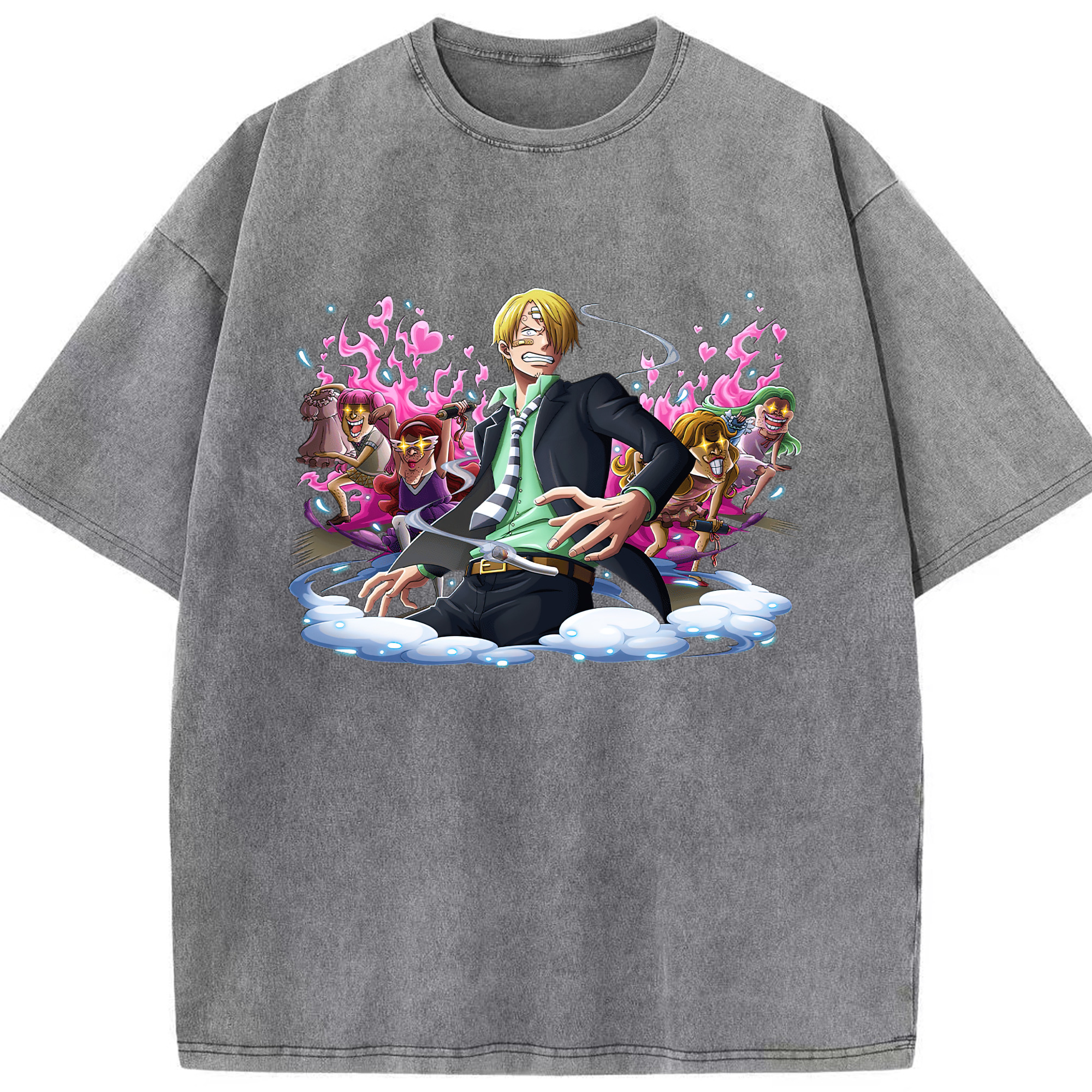 （画像用） ワンピース サンジ ONE PIECE Sanji 綿100% ヴィンテージ風 半袖Tシャツ（フロントプリント）