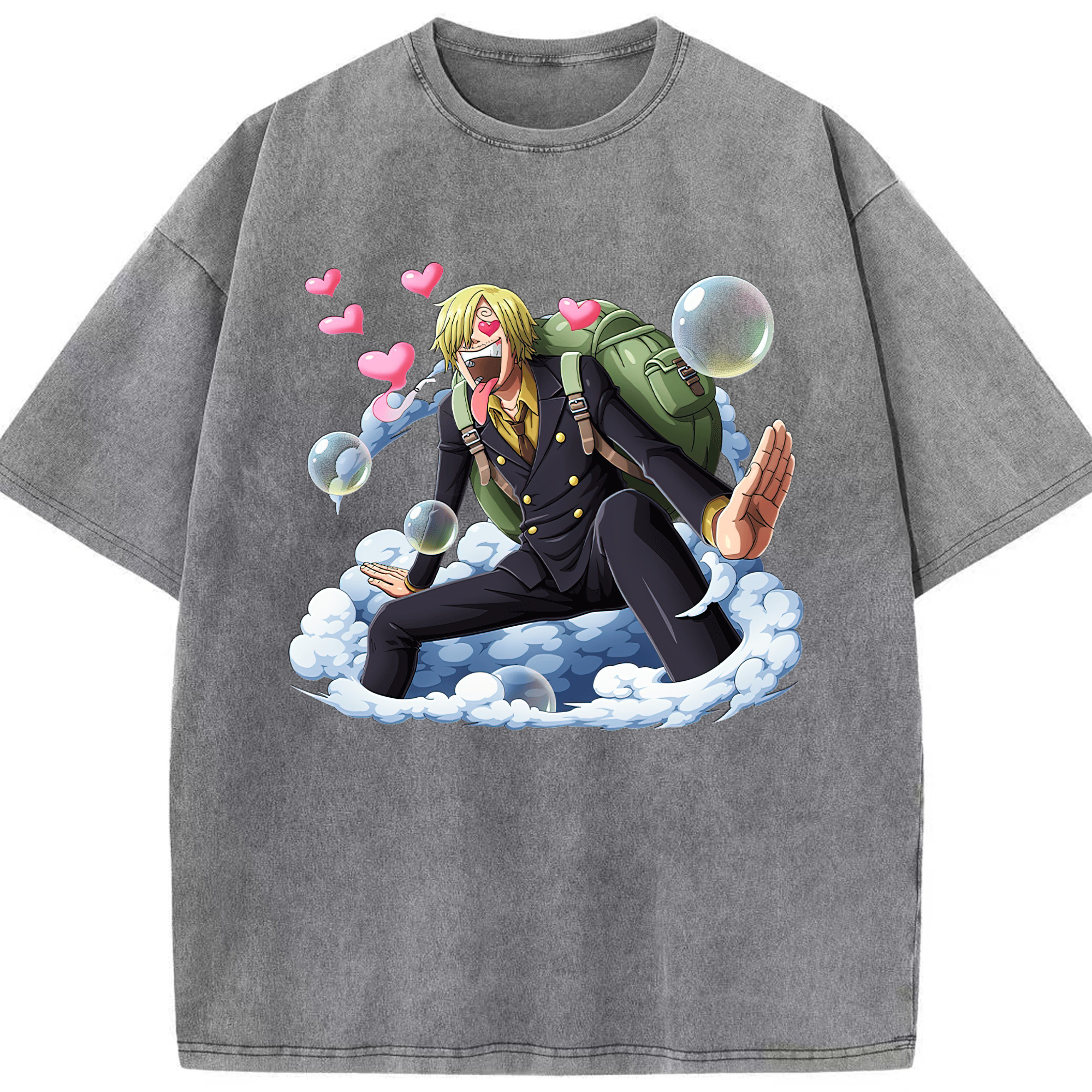 （画像用） ワンピース サンジ ONE PIECE Sanji 綿100% ヴィンテージ風 半袖Tシャツ（フロントプリント）