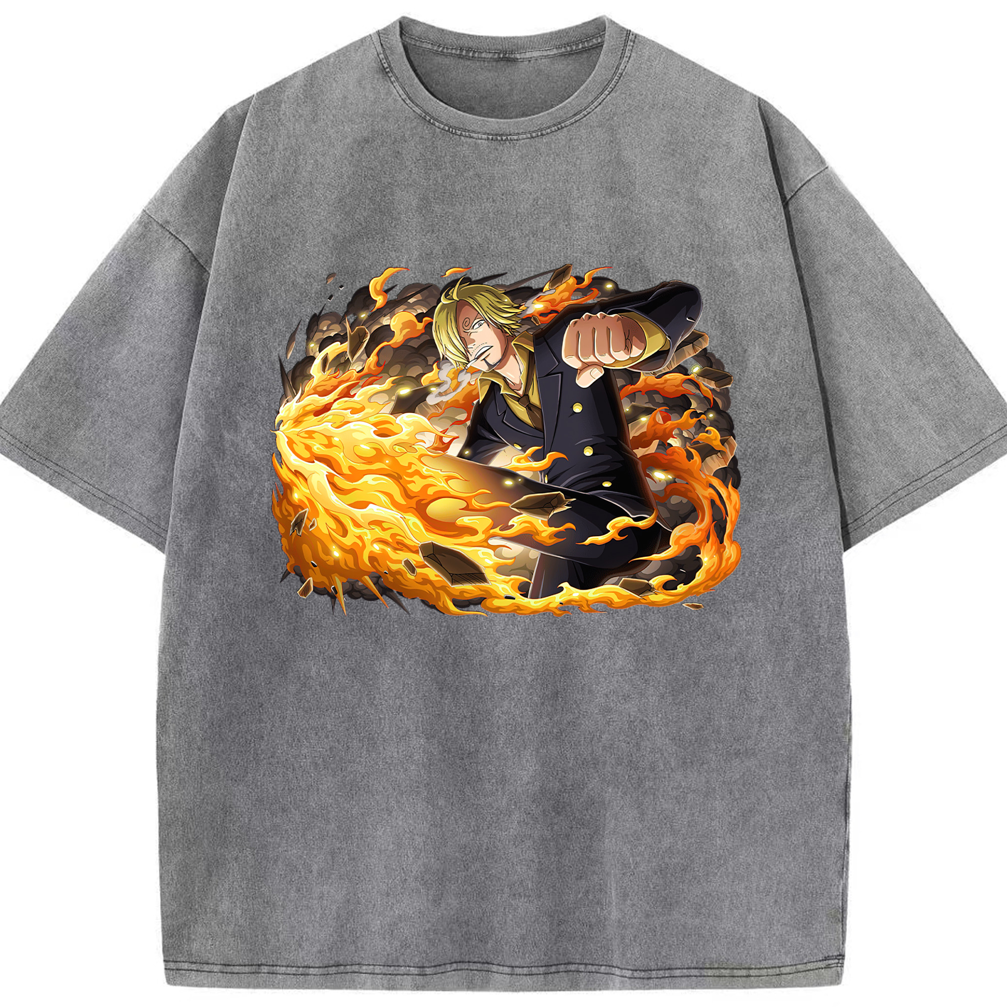 （画像用） ワンピース サンジ ONE PIECE Sanji 綿100% ヴィンテージ風 半袖Tシャツ（フロントプリント）
