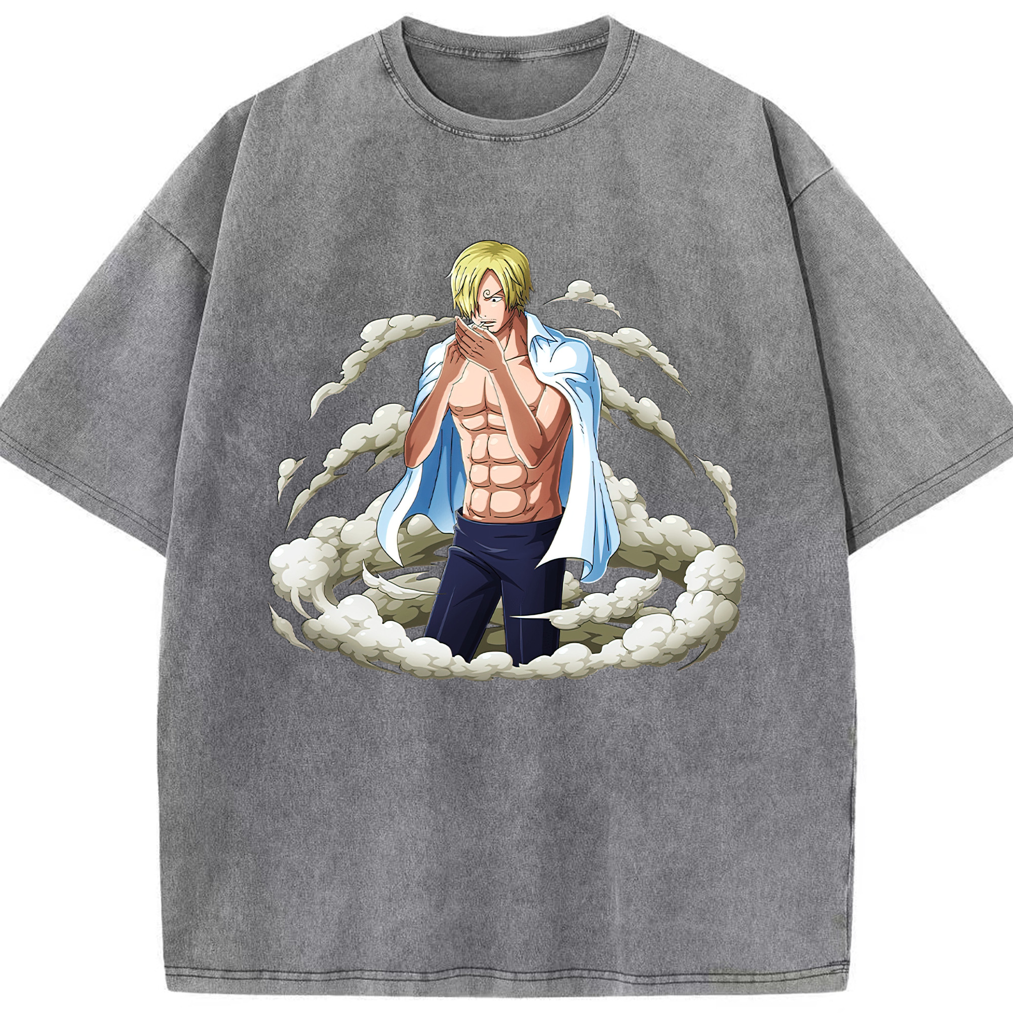 （画像用） ワンピース サンジ ONE PIECE Sanji 綿100% ヴィンテージ風 半袖Tシャツ（フロントプリント）