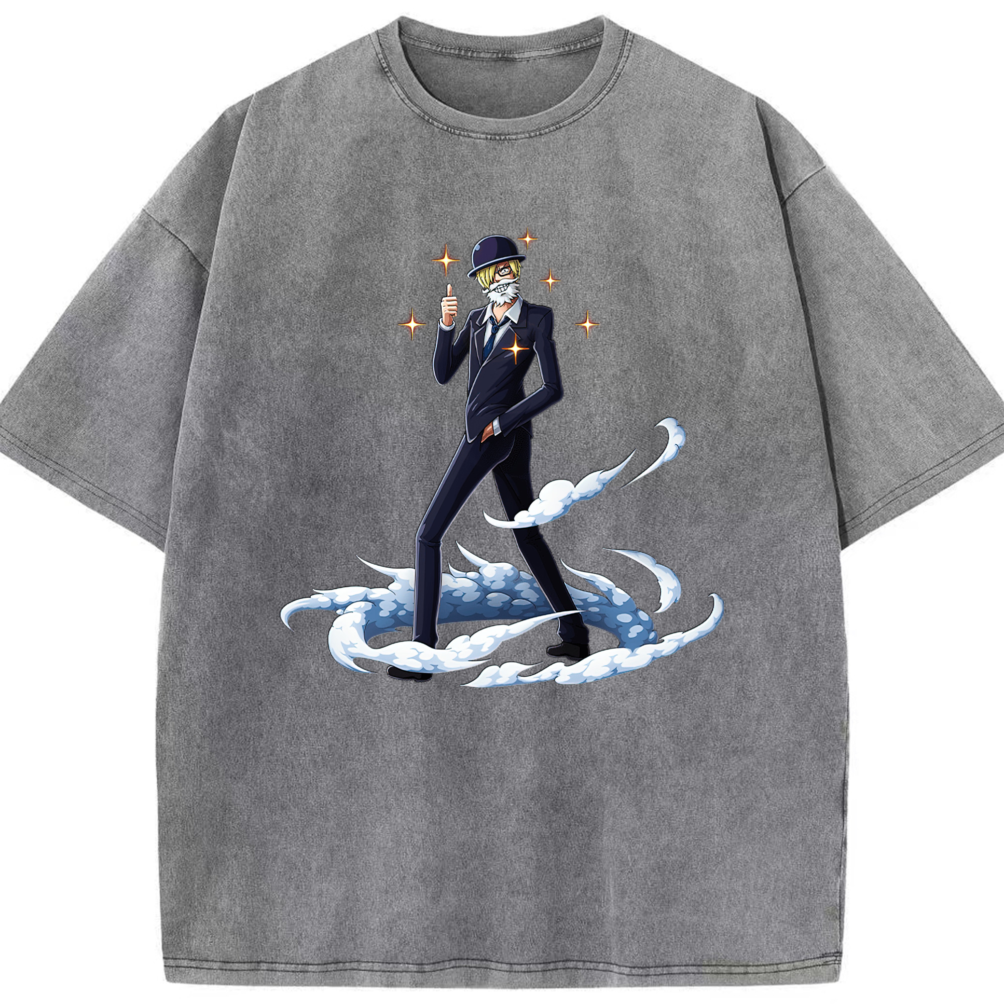 （画像用） ワンピース サンジ ONE PIECE Sanji 綿100% ヴィンテージ風 半袖Tシャツ（フロントプリント）