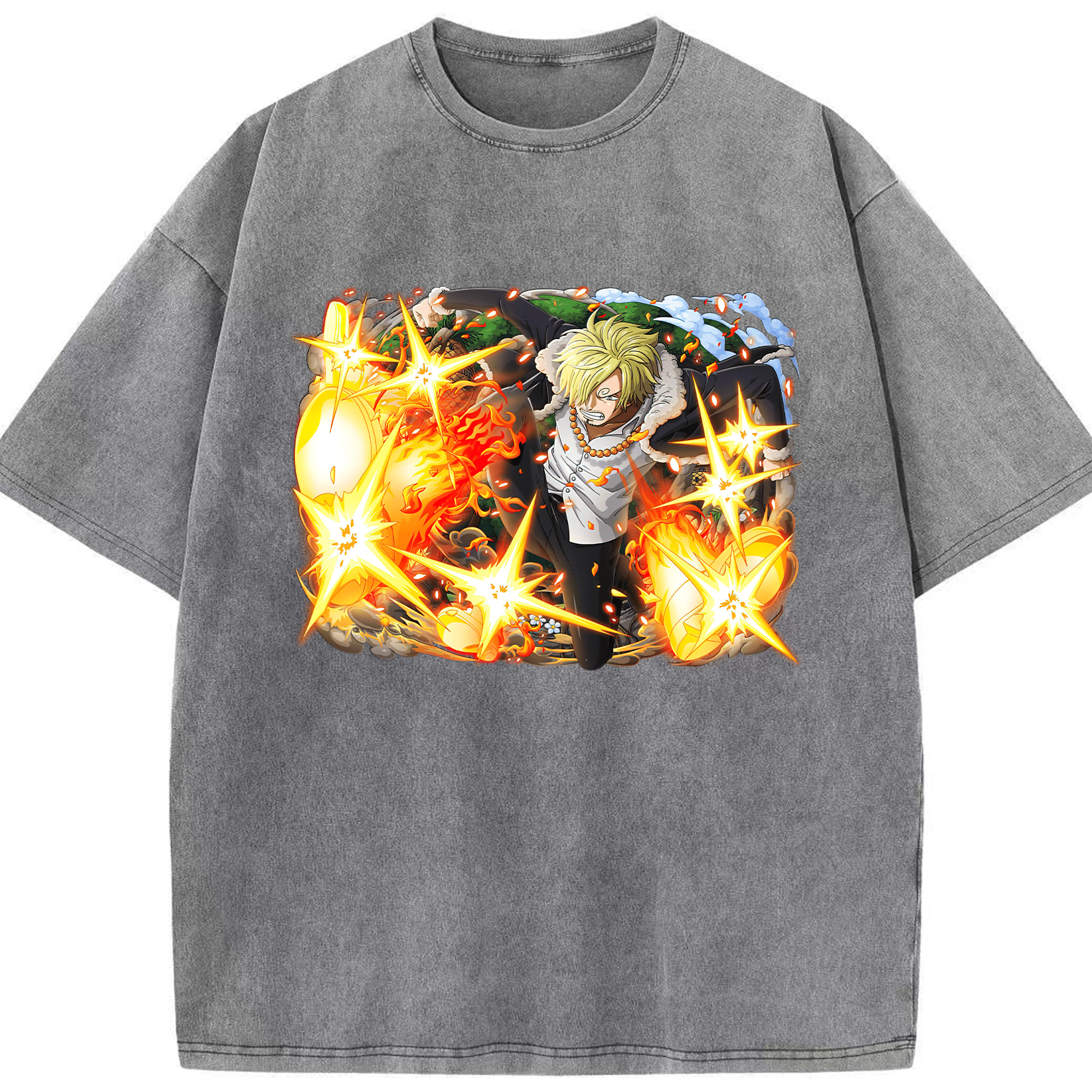 （画像用） ワンピース サンジ ONE PIECE Sanji 綿100% ヴィンテージ風 半袖Tシャツ（フロントプリント）