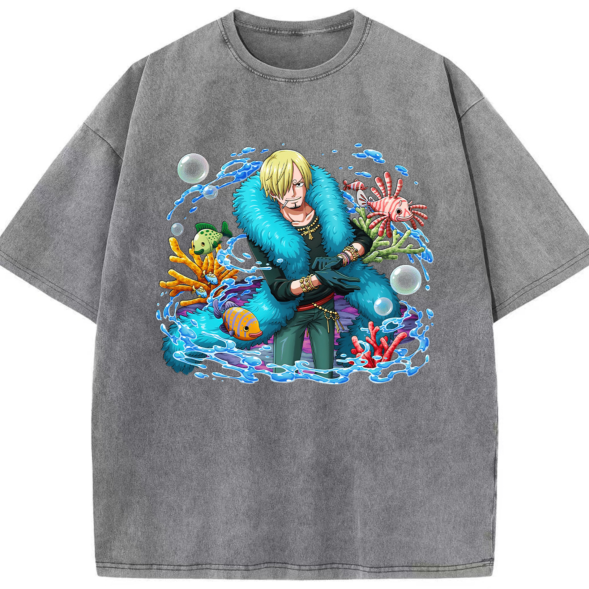 ワンピース サンジ ONE PIECE Sanji 綿100% ヴィンテージ風 半袖Tシャツ（フロントプリント）