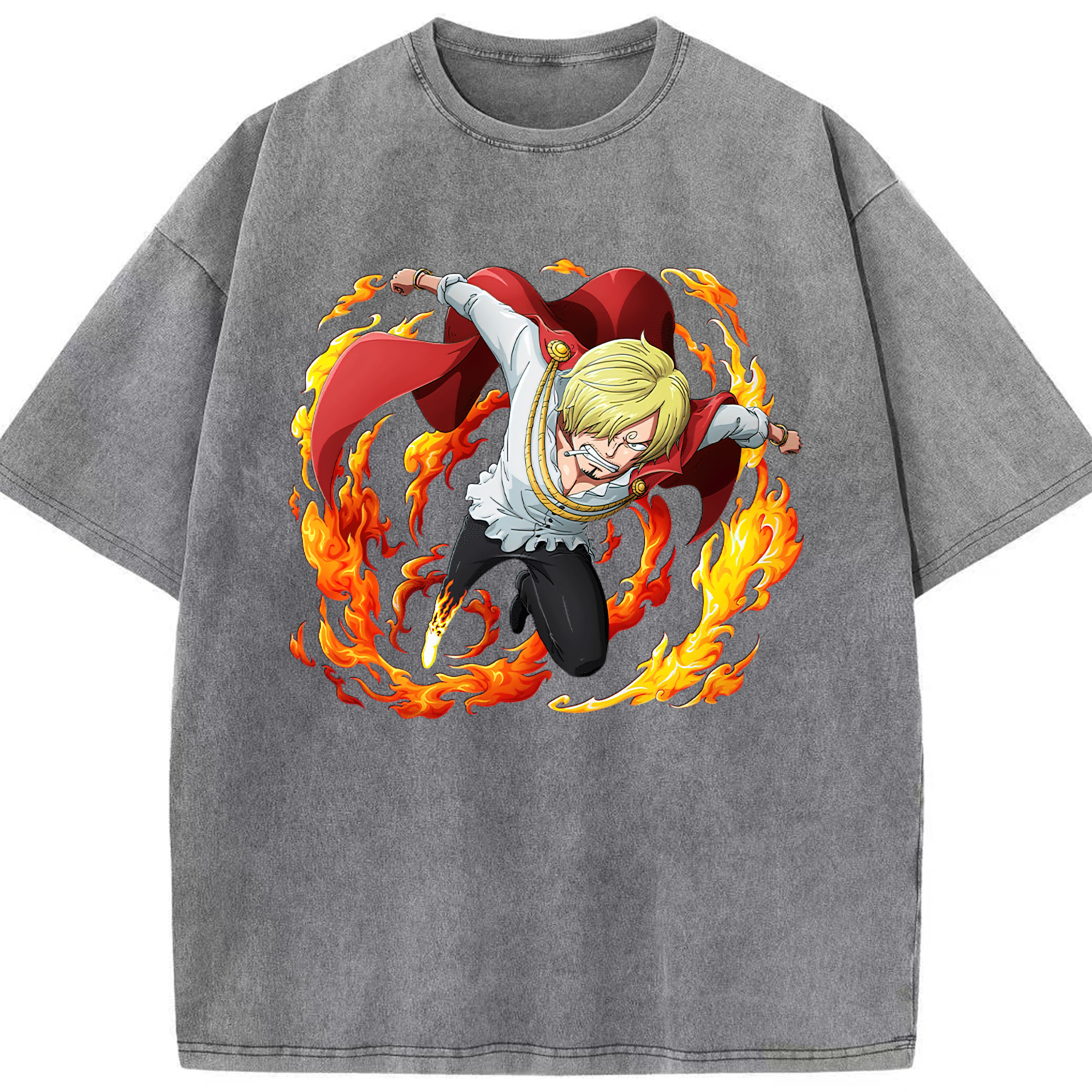 ワンピース サンジ ONE PIECE Sanji 綿100% ヴィンテージ風 半袖Tシャツ（フロントプリント）