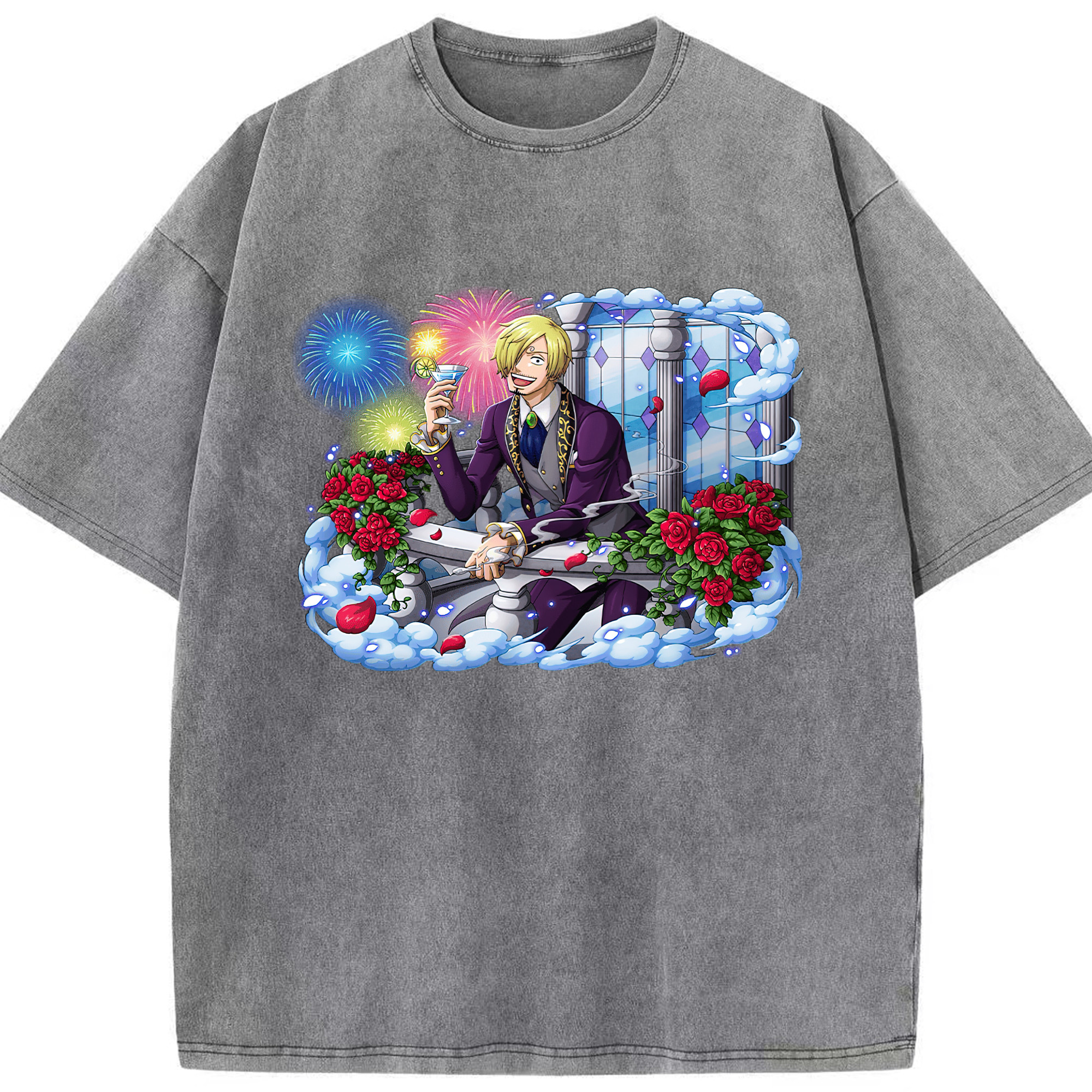 ワンピース サンジ ONE PIECE Sanji 綿100% ヴィンテージ風 半袖Tシャツ（フロントプリント）